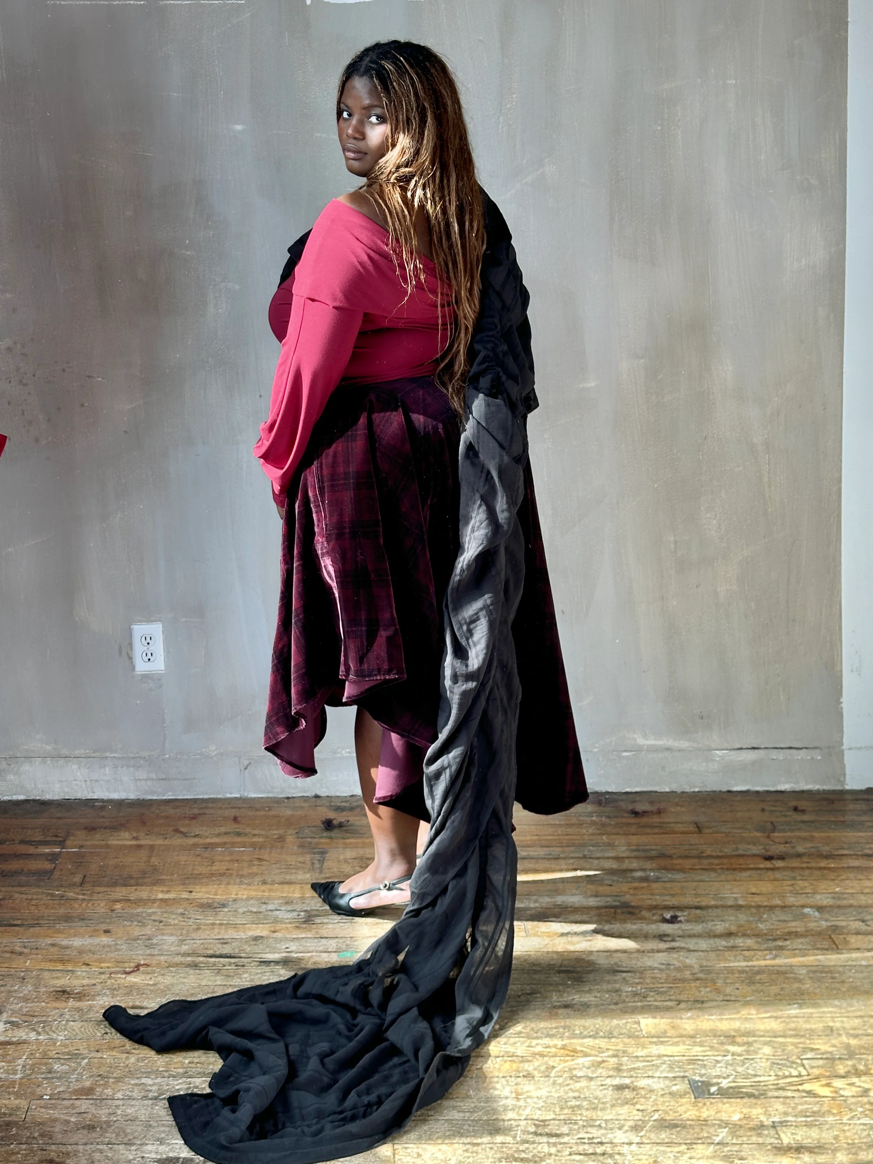FW25: Drawstring Scarf in Black Jacquard Stripe (Pre-Order) - Image 4