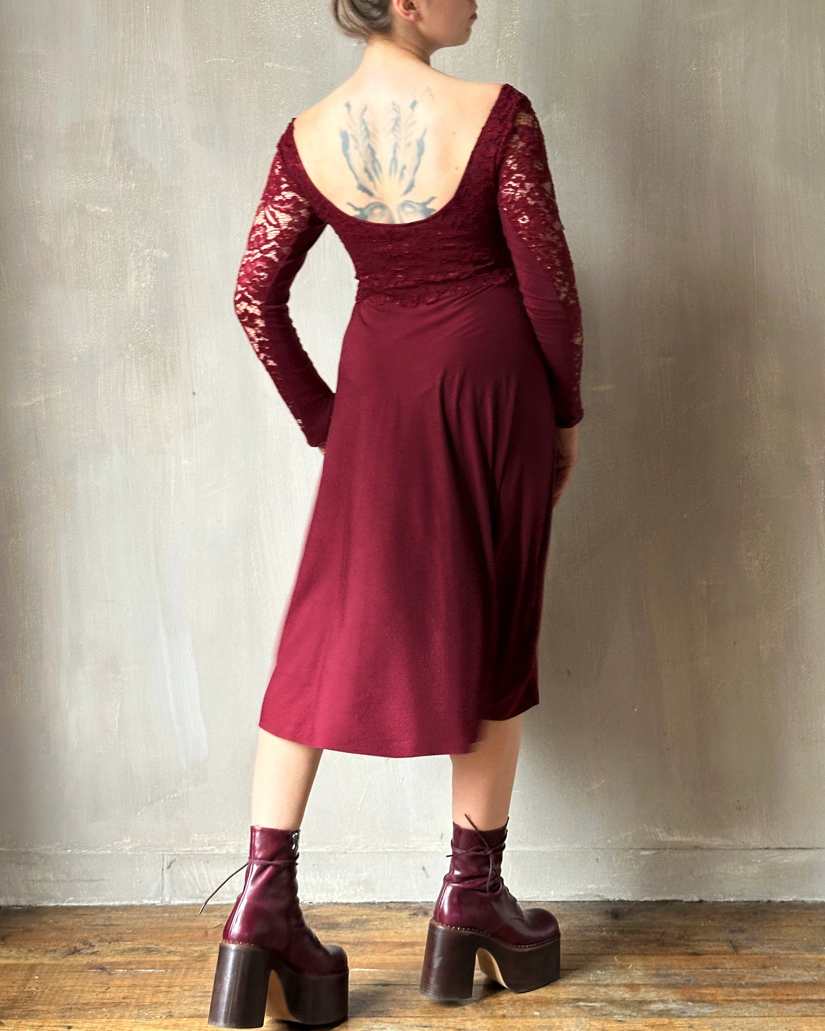 FW'24:  Lace Overlay Dress in Blood Red (Pre-Order) - Image 3
