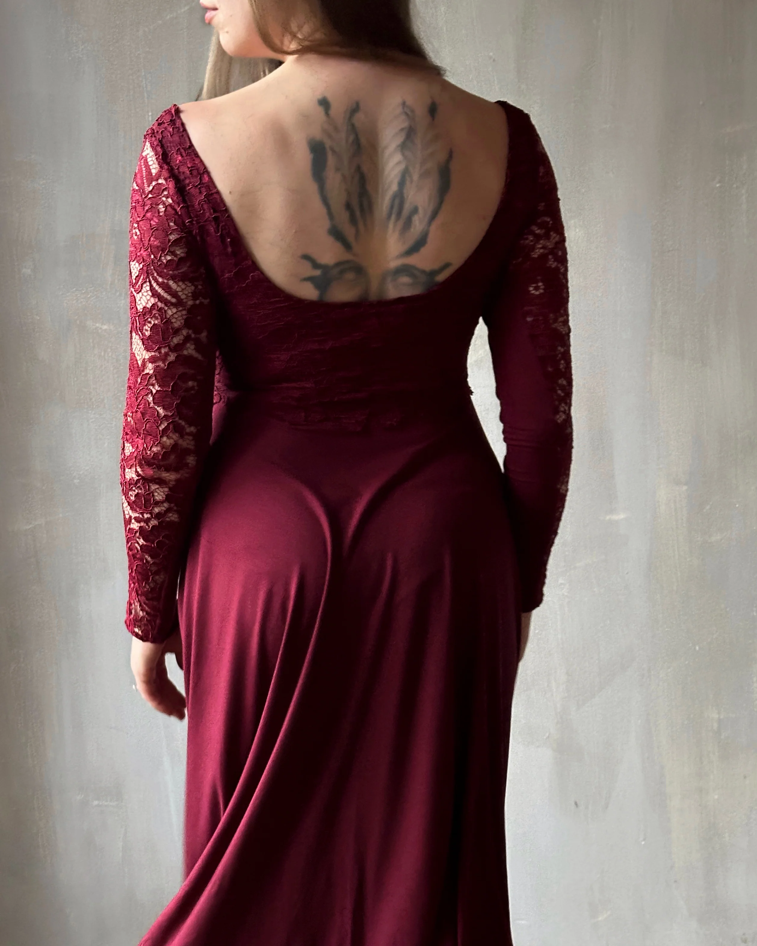 FW'24:  Lace Overlay Dress in Blood Red (Pre-Order) - Image 4