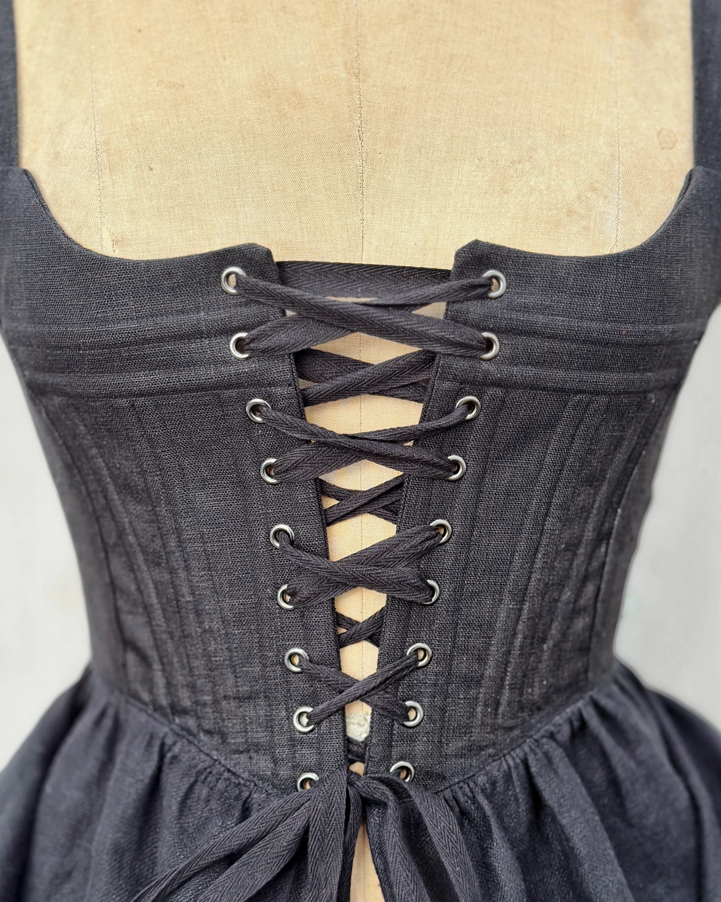 Caterina Stays Gown in Black Linen - Image 16