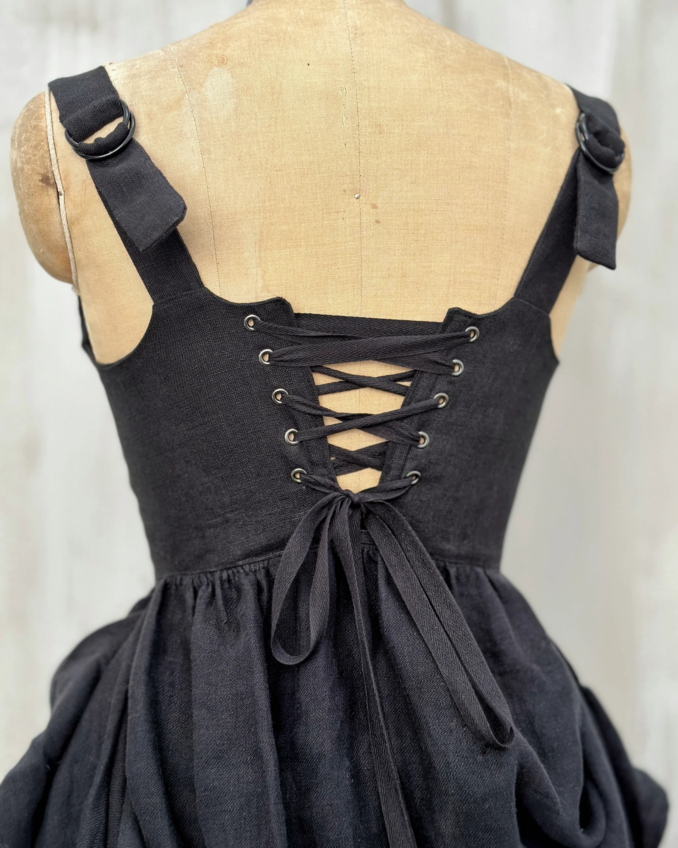 Caterina Stays Gown in Black Linen - Image 20