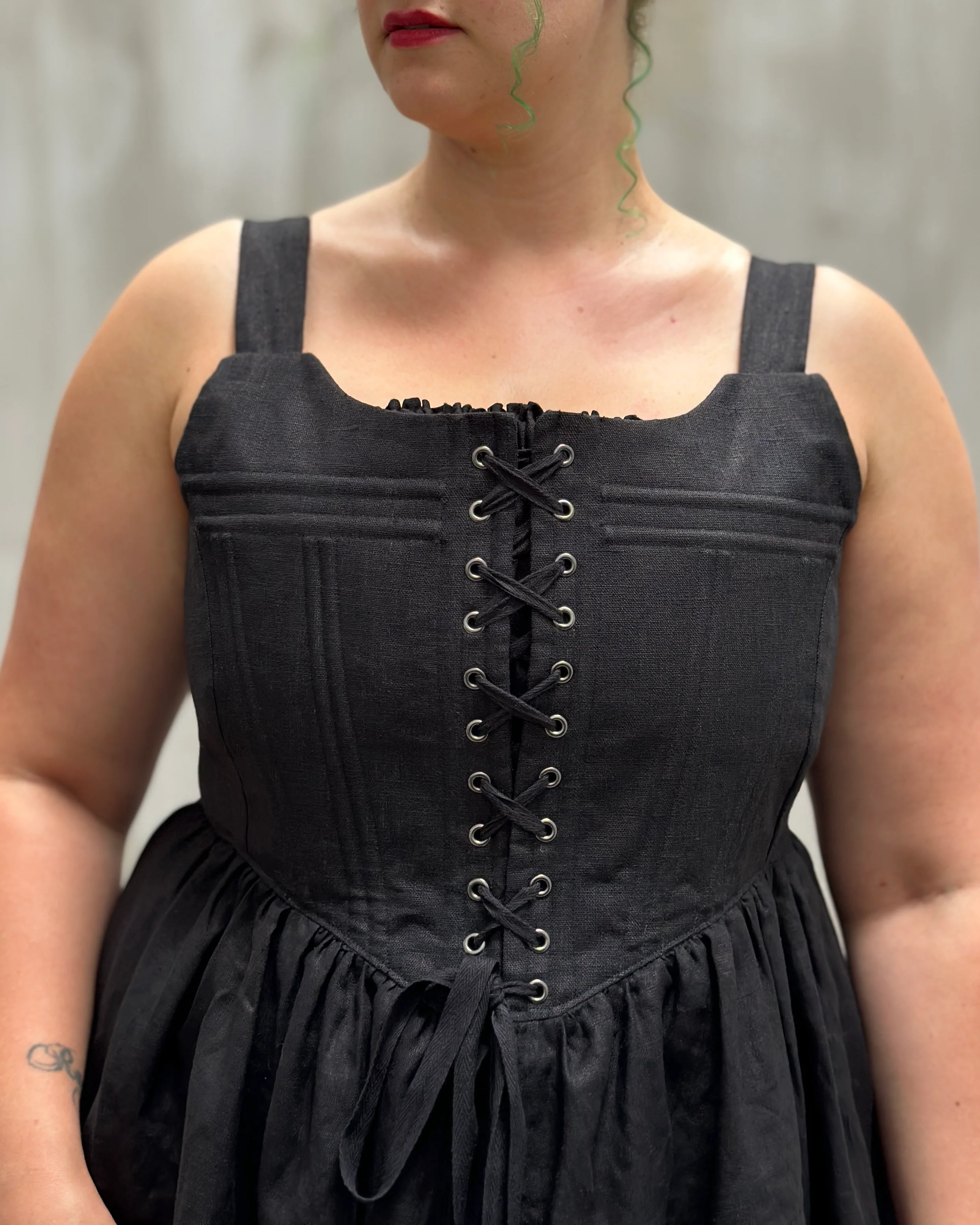 Caterina Stays Gown in Black Linen - Image 41