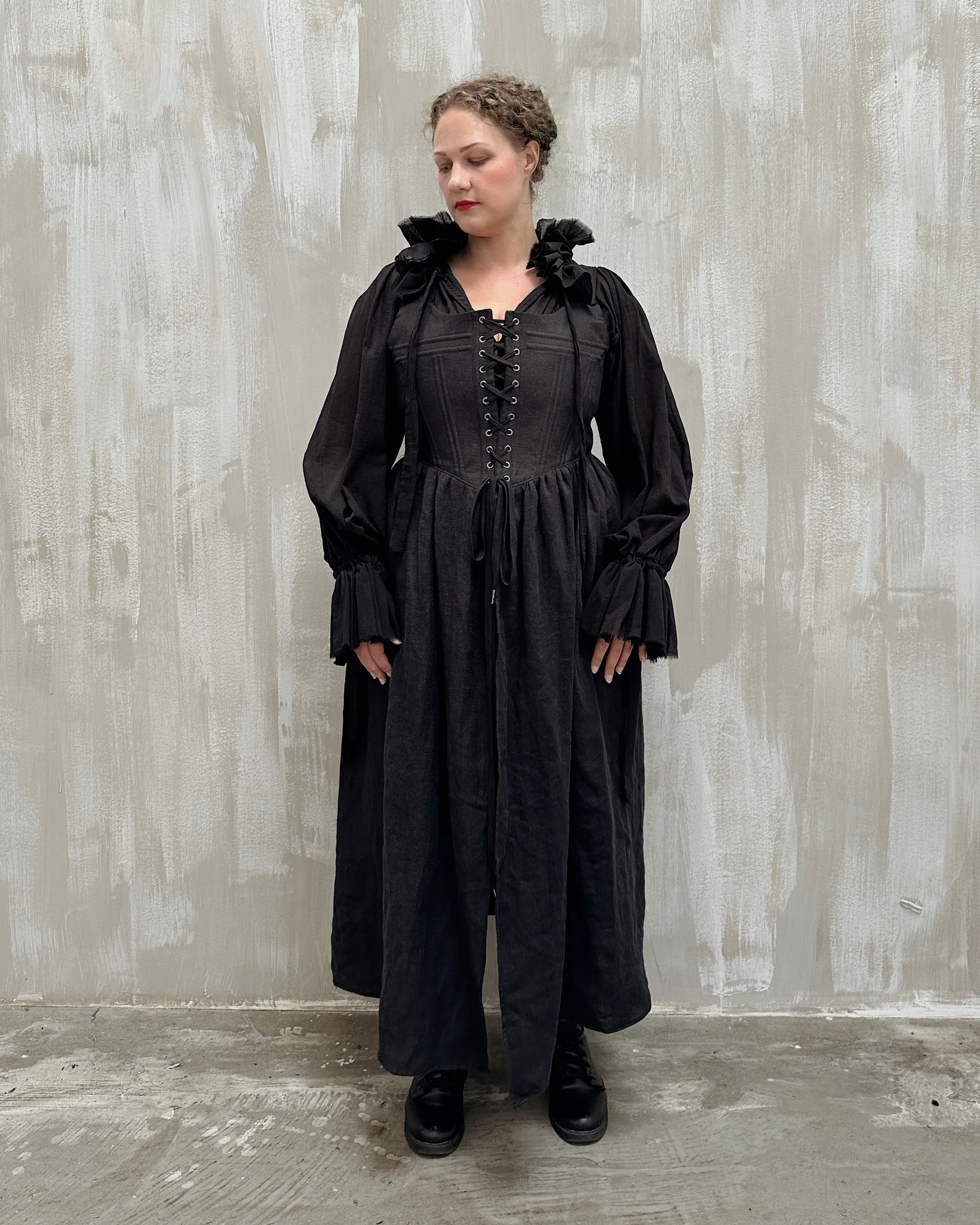 Caterina Stays Gown in Black Linen - Image 6