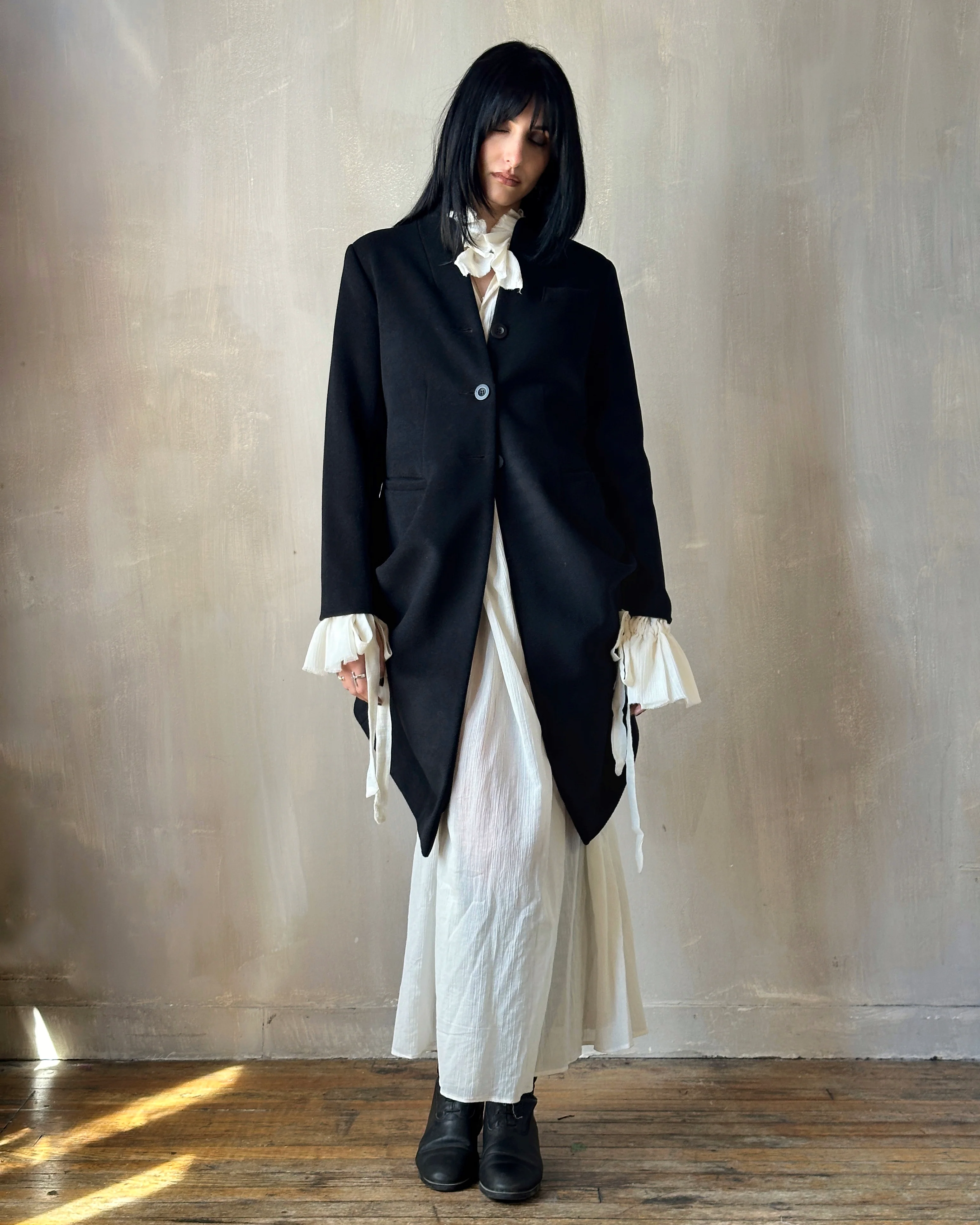 Stand Collar Coat with Bustle (In Stock) * - Image 12