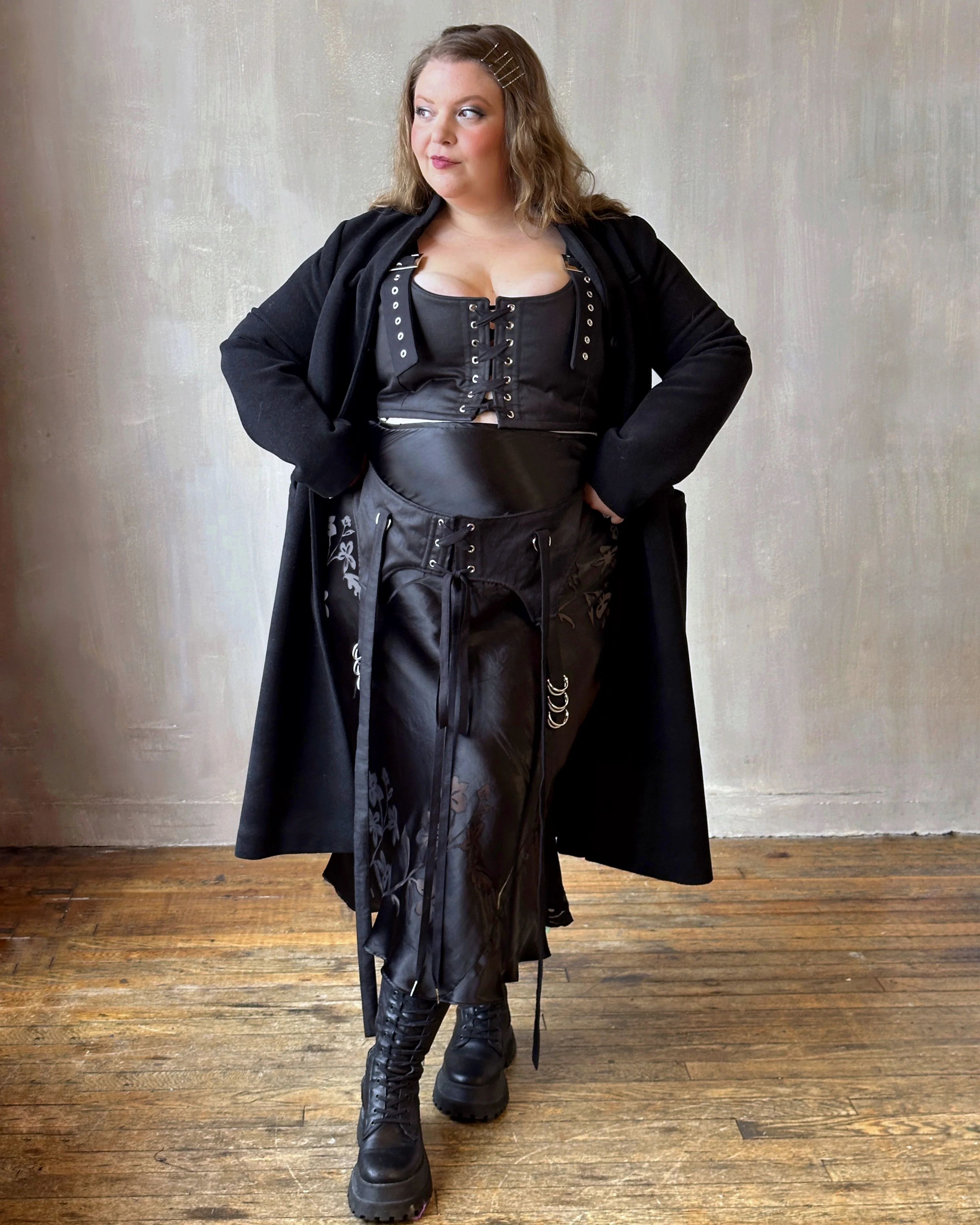 Stand Collar Coat with Bustle (In Stock) * - Image 13