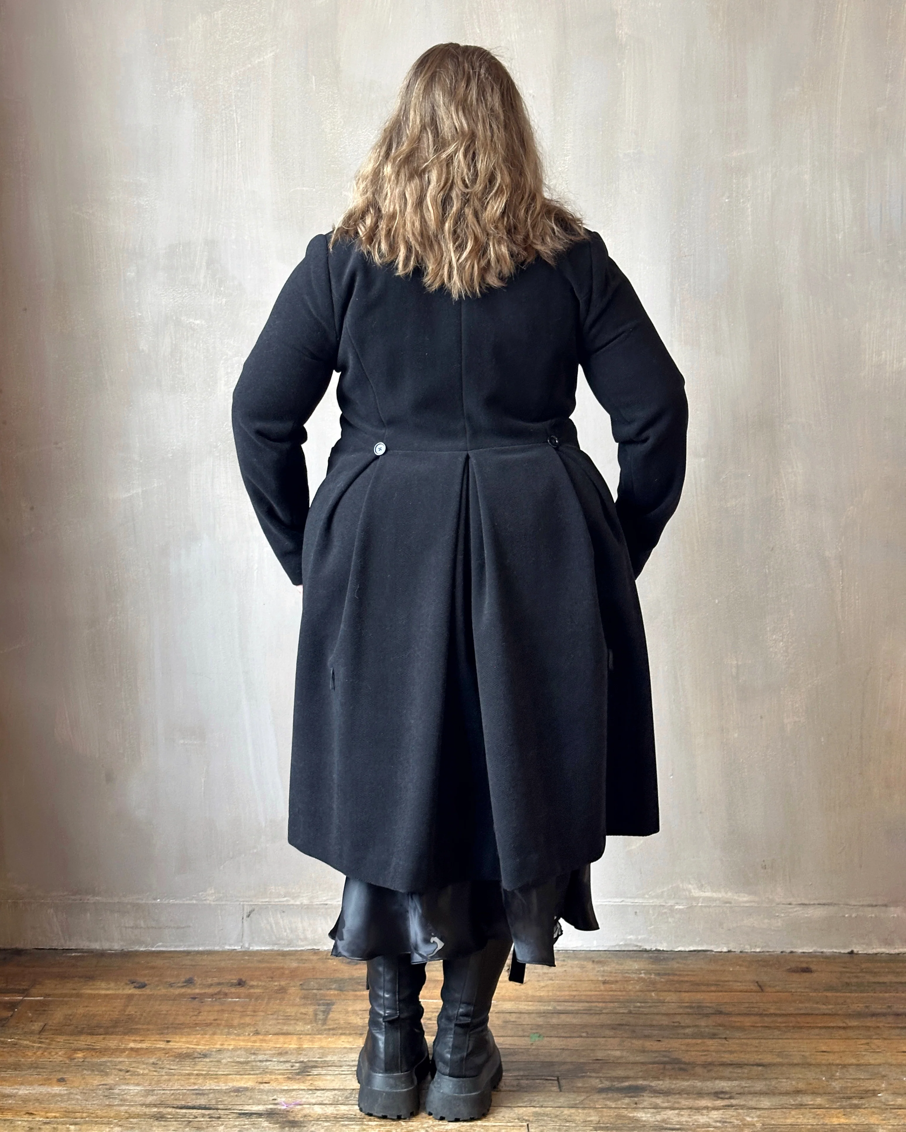 Stand Collar Coat with Bustle (In Stock) * - Image 14