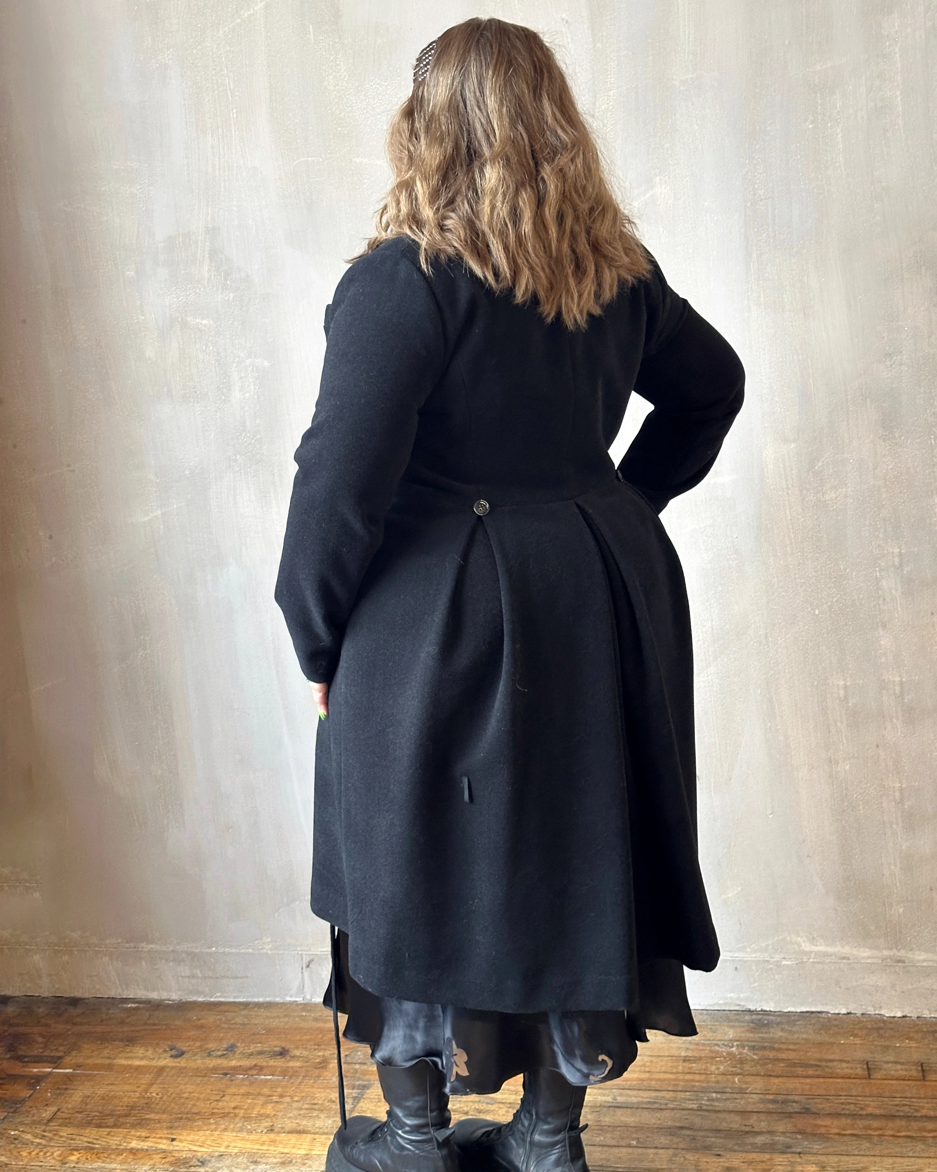 Stand Collar Coat with Bustle (In Stock) * - Image 15