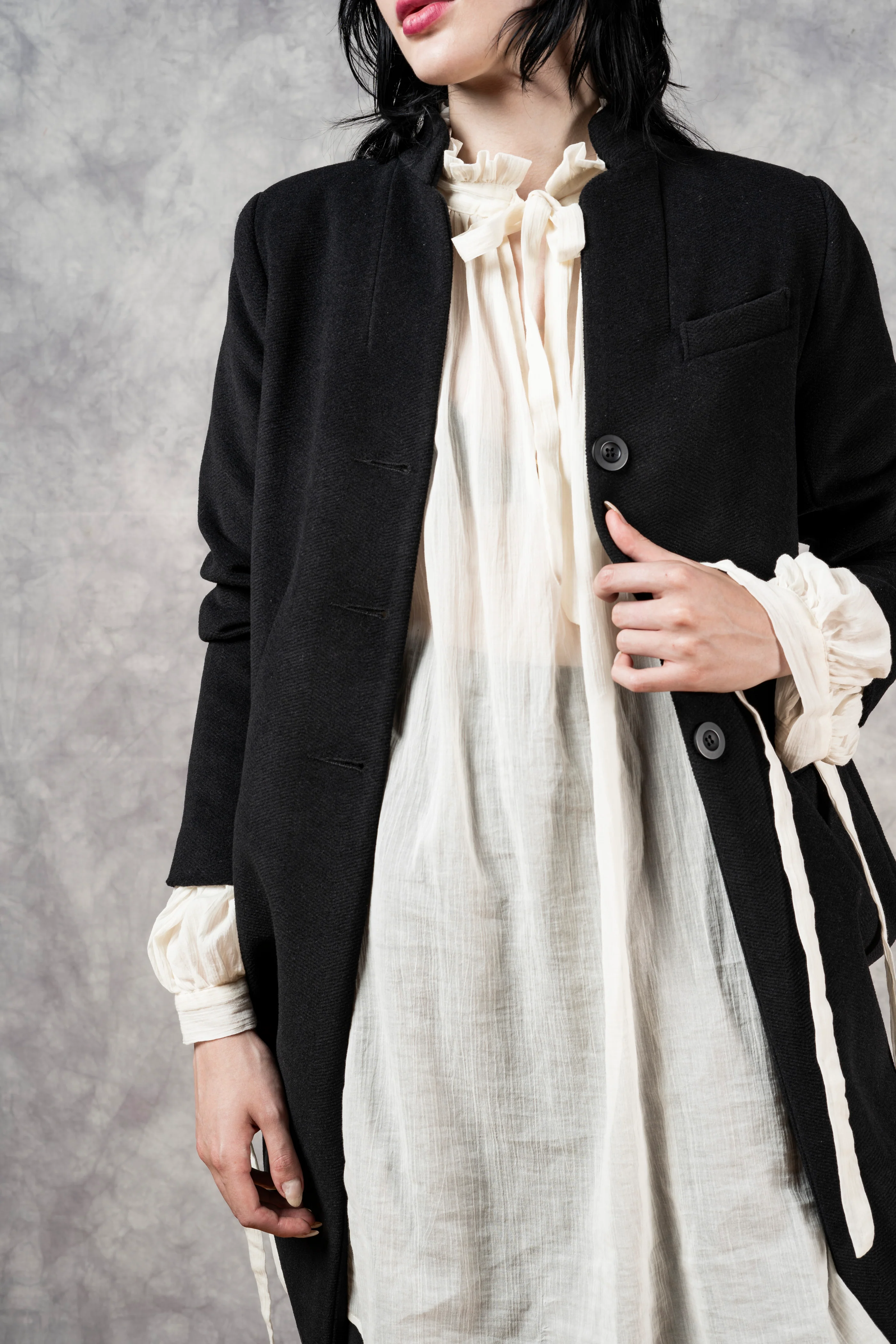 Stand Collar Coat with Bustle (In Stock) * - Image 20