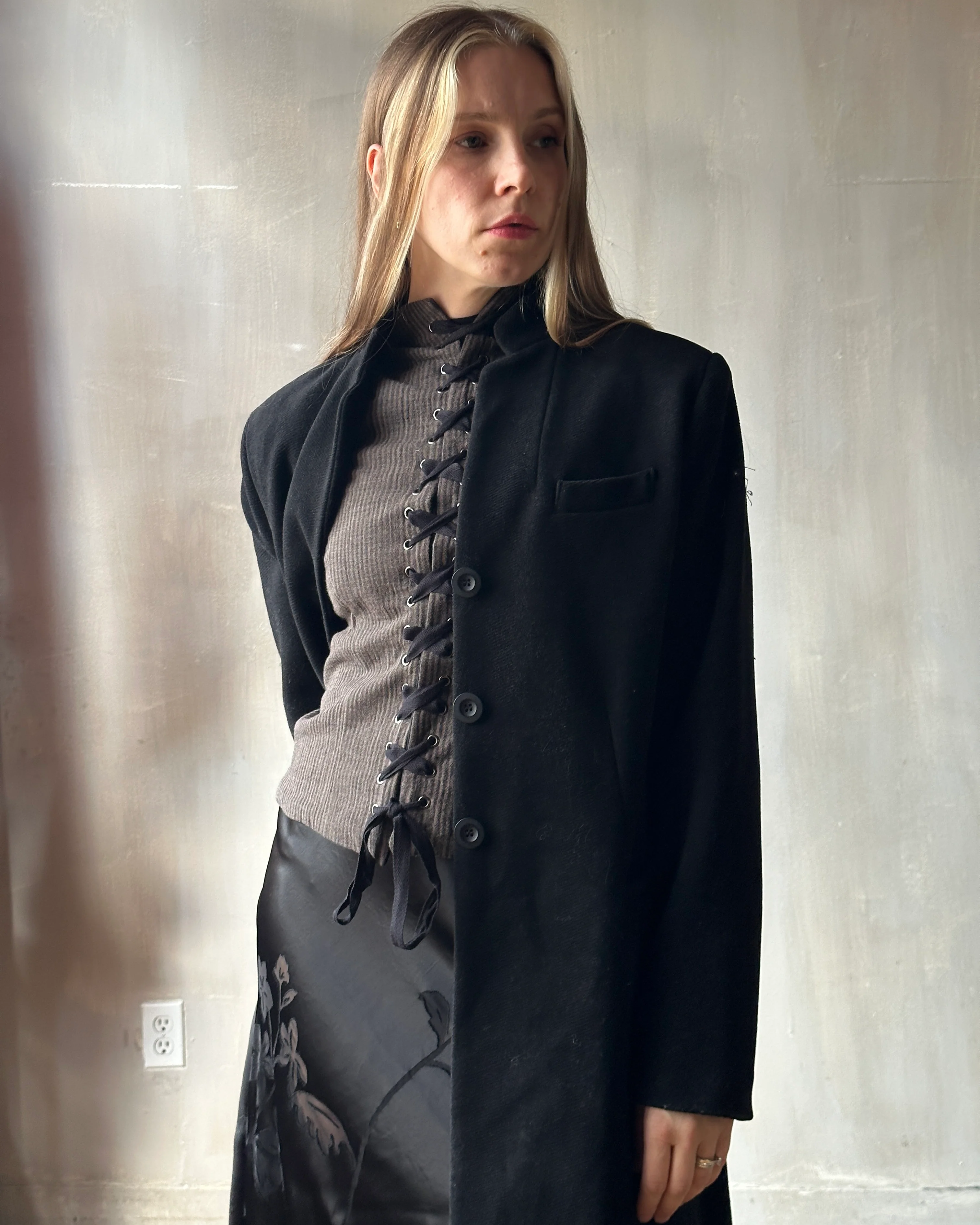 Stand Collar Coat with Bustle (In Stock) * - Image 26