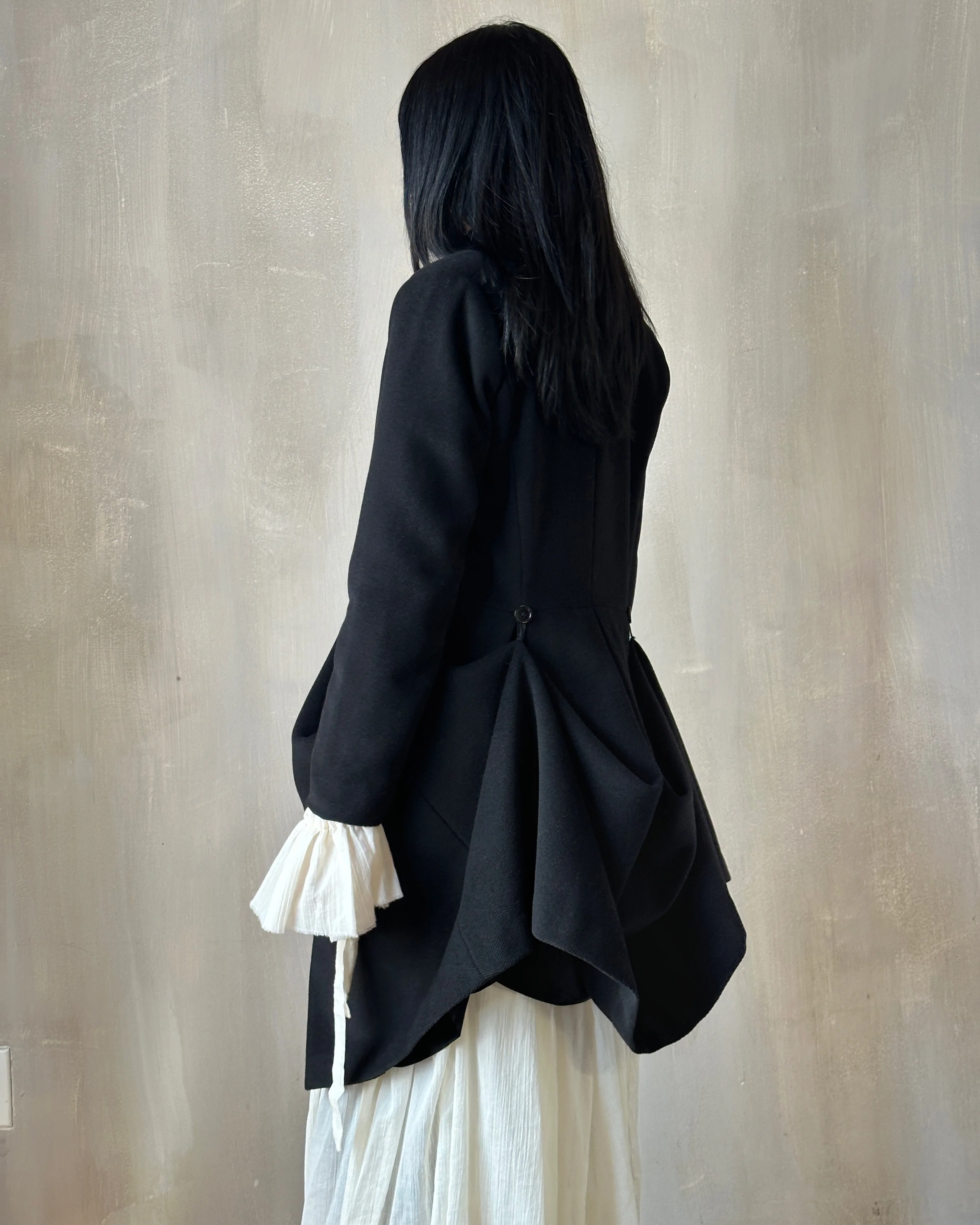 Stand Collar Coat with Bustle (In Stock) * - Image 3