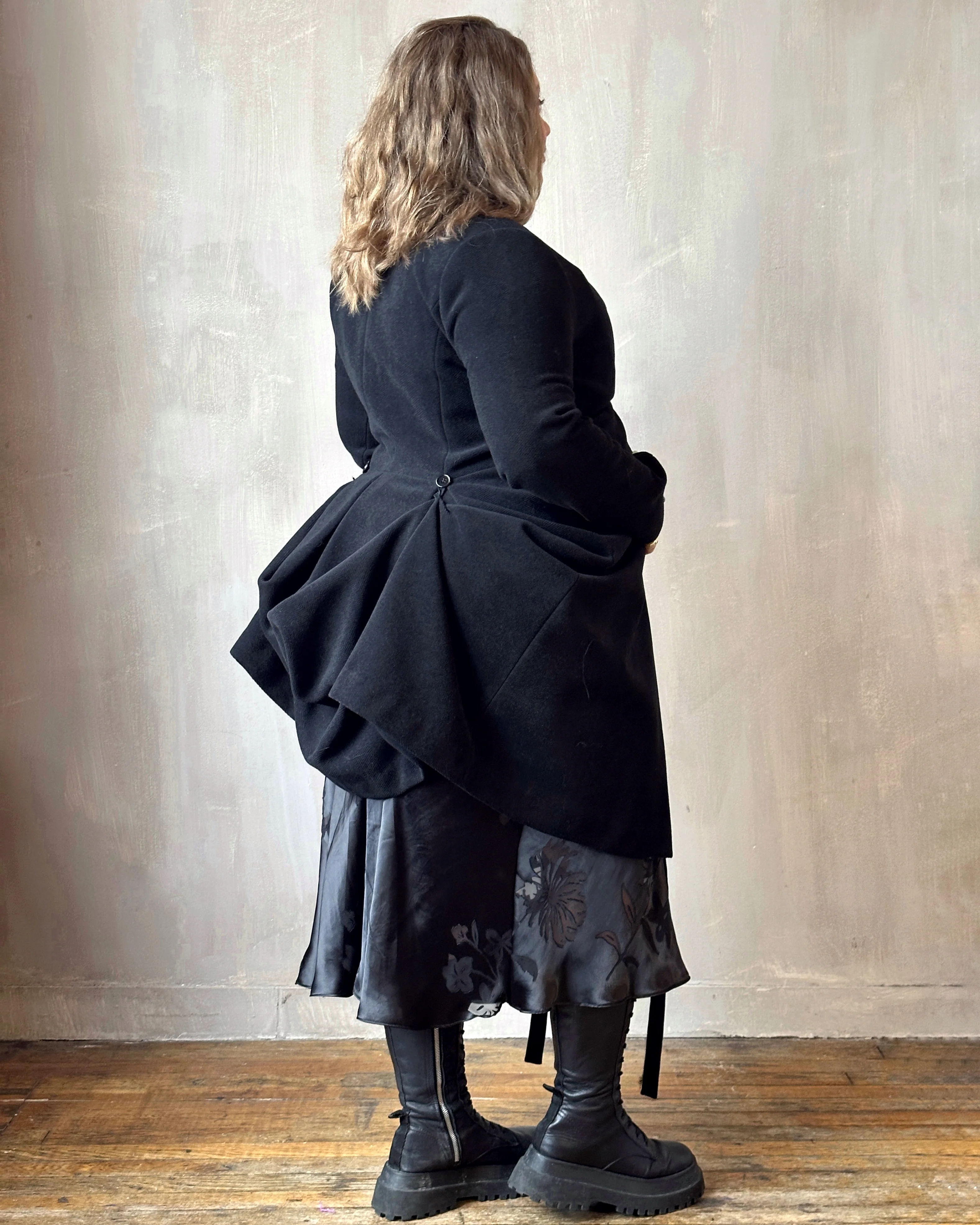 Stand Collar Coat with Bustle (In Stock) * - Image 5