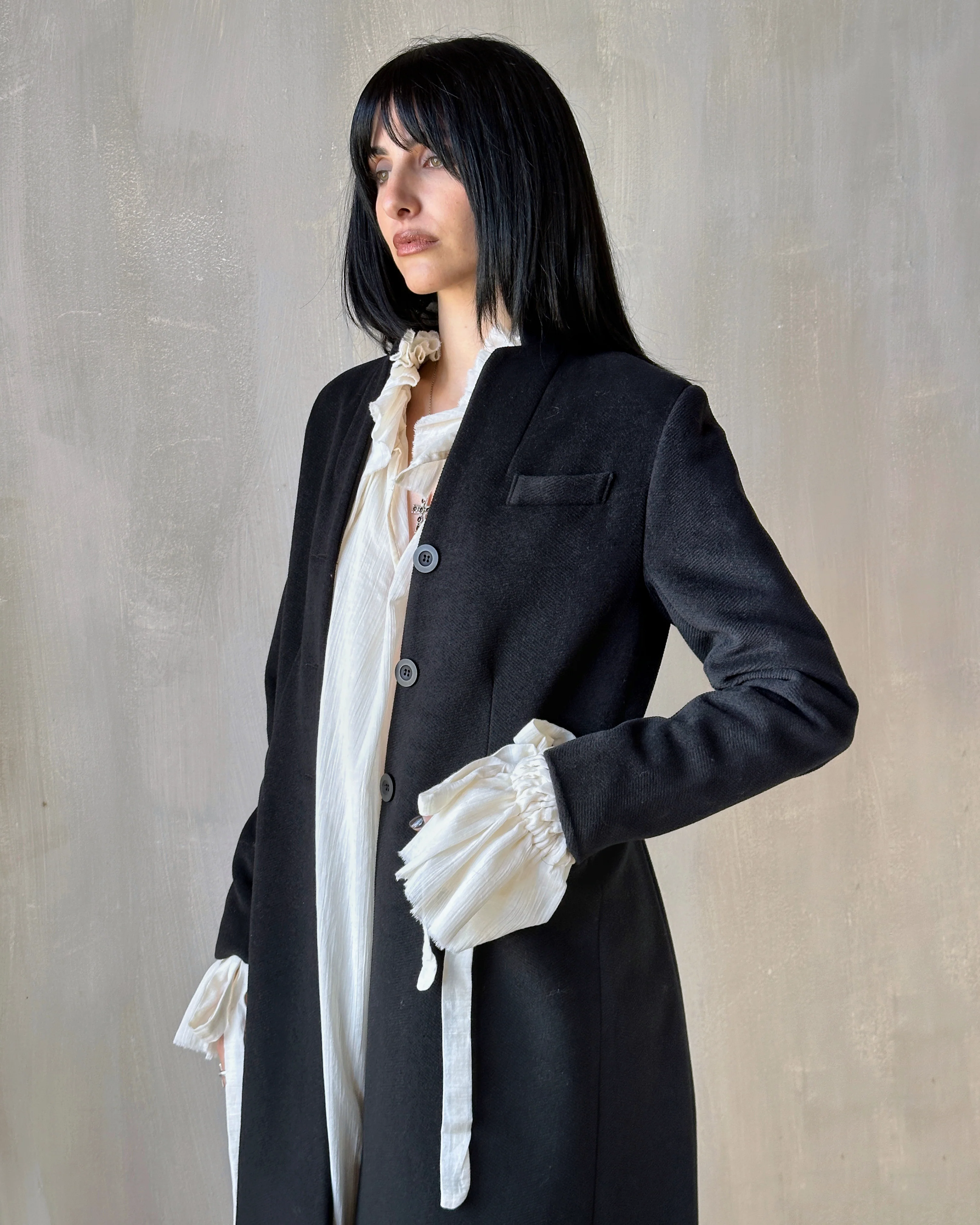 Stand Collar Coat with Bustle (In Stock) * - Image 6