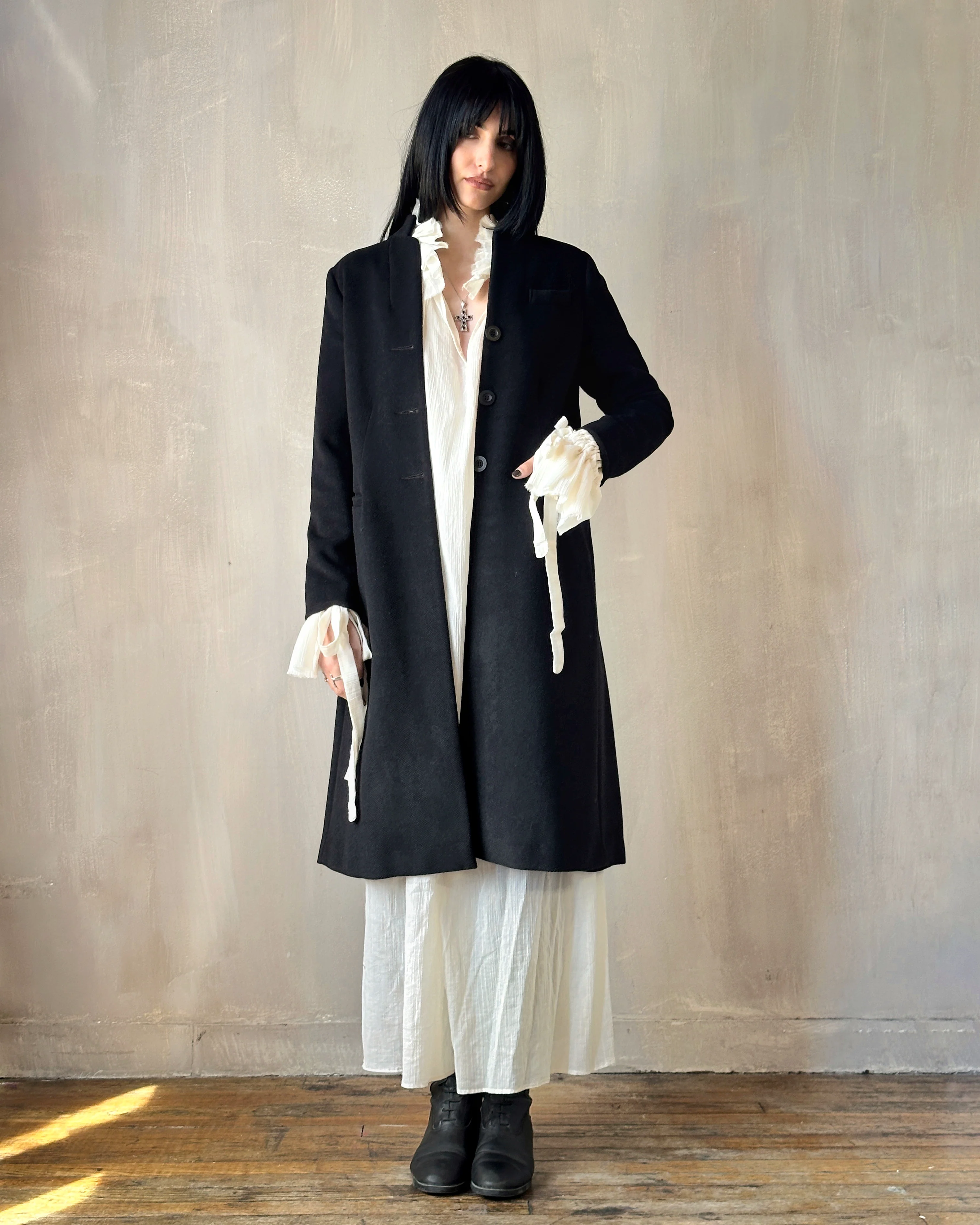 Stand Collar Coat with Bustle (In Stock) * - Image 7