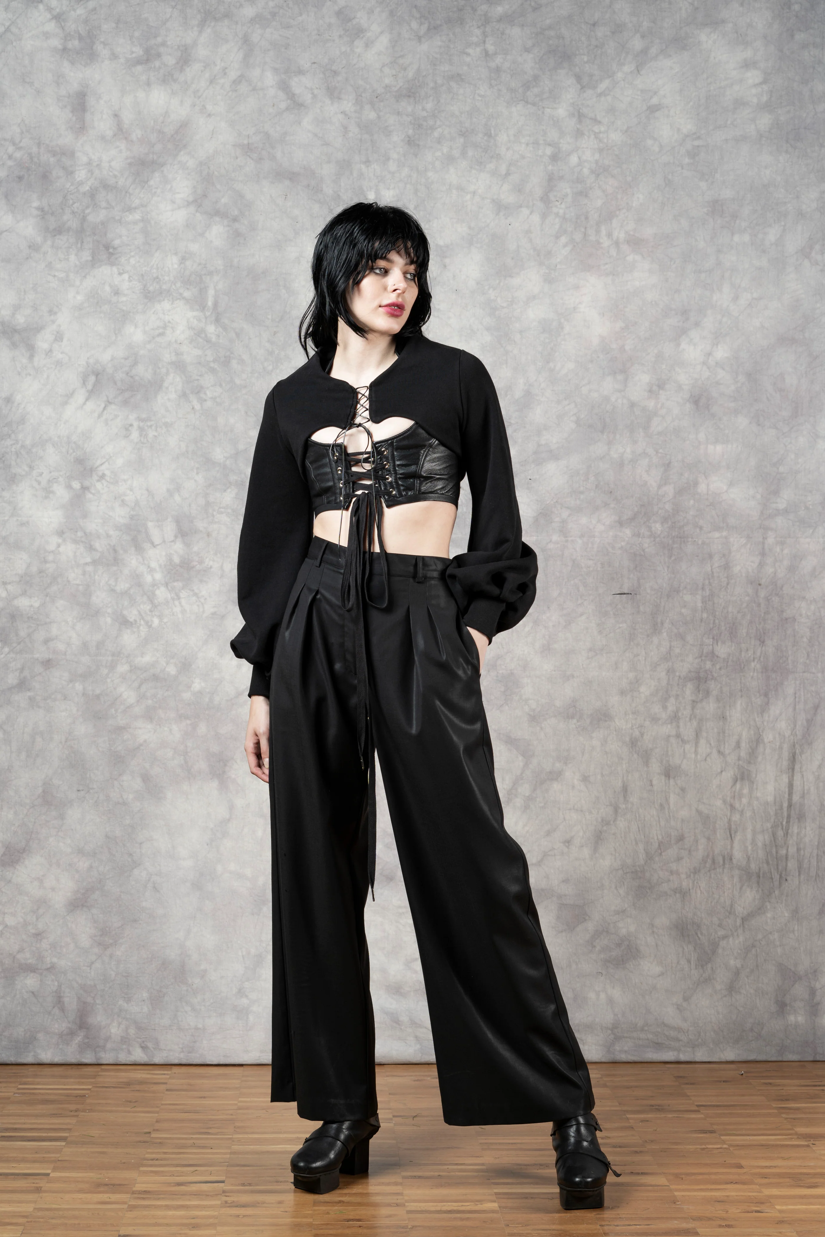 Wide Leg Trouser in Black Wool (Size III) - Image 22