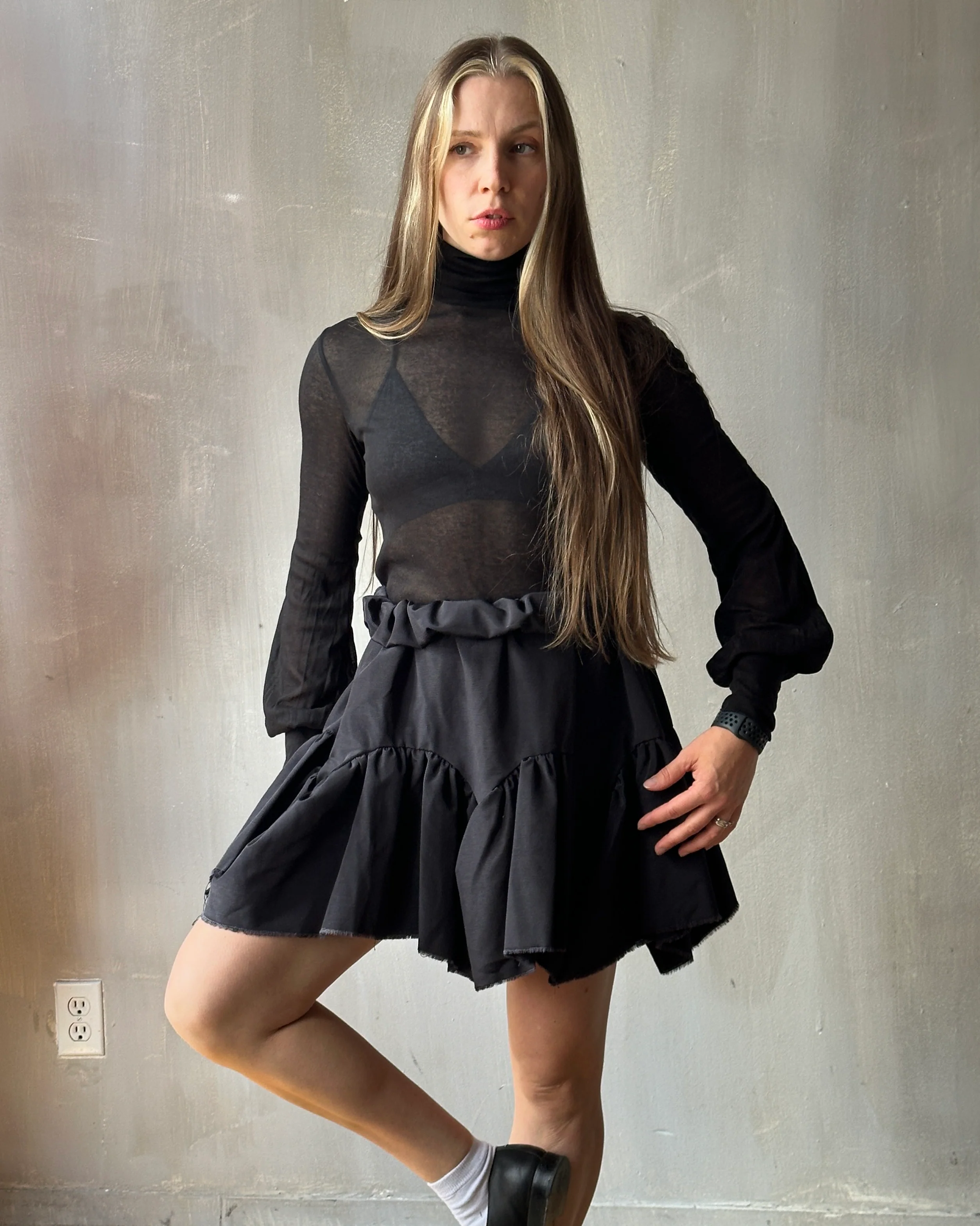 Petticoat Kilt in Black Twill Taffeta (In Stock) * - Image 12
