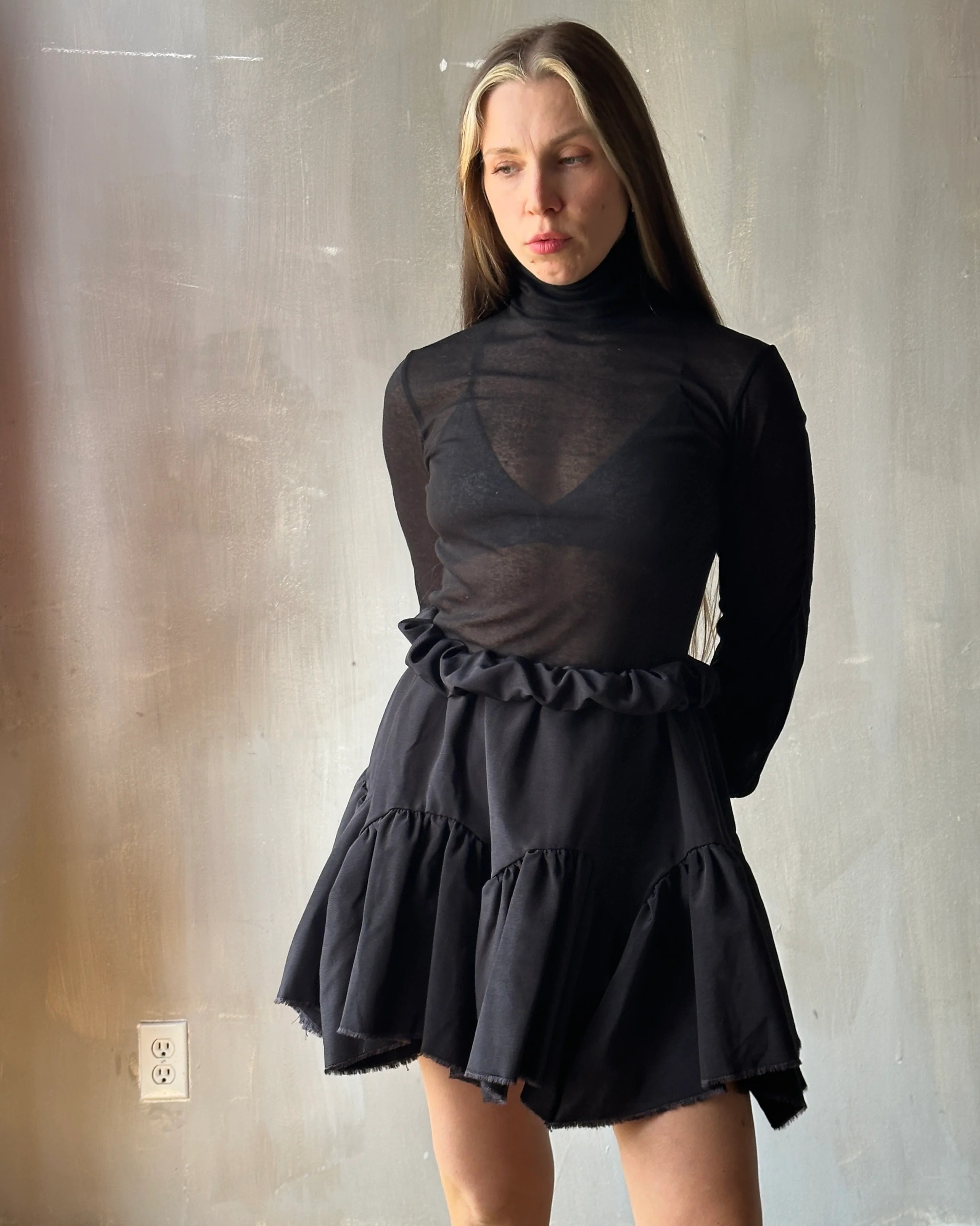 Petticoat Kilt in Black Twill Taffeta (In Stock) * - Image 13