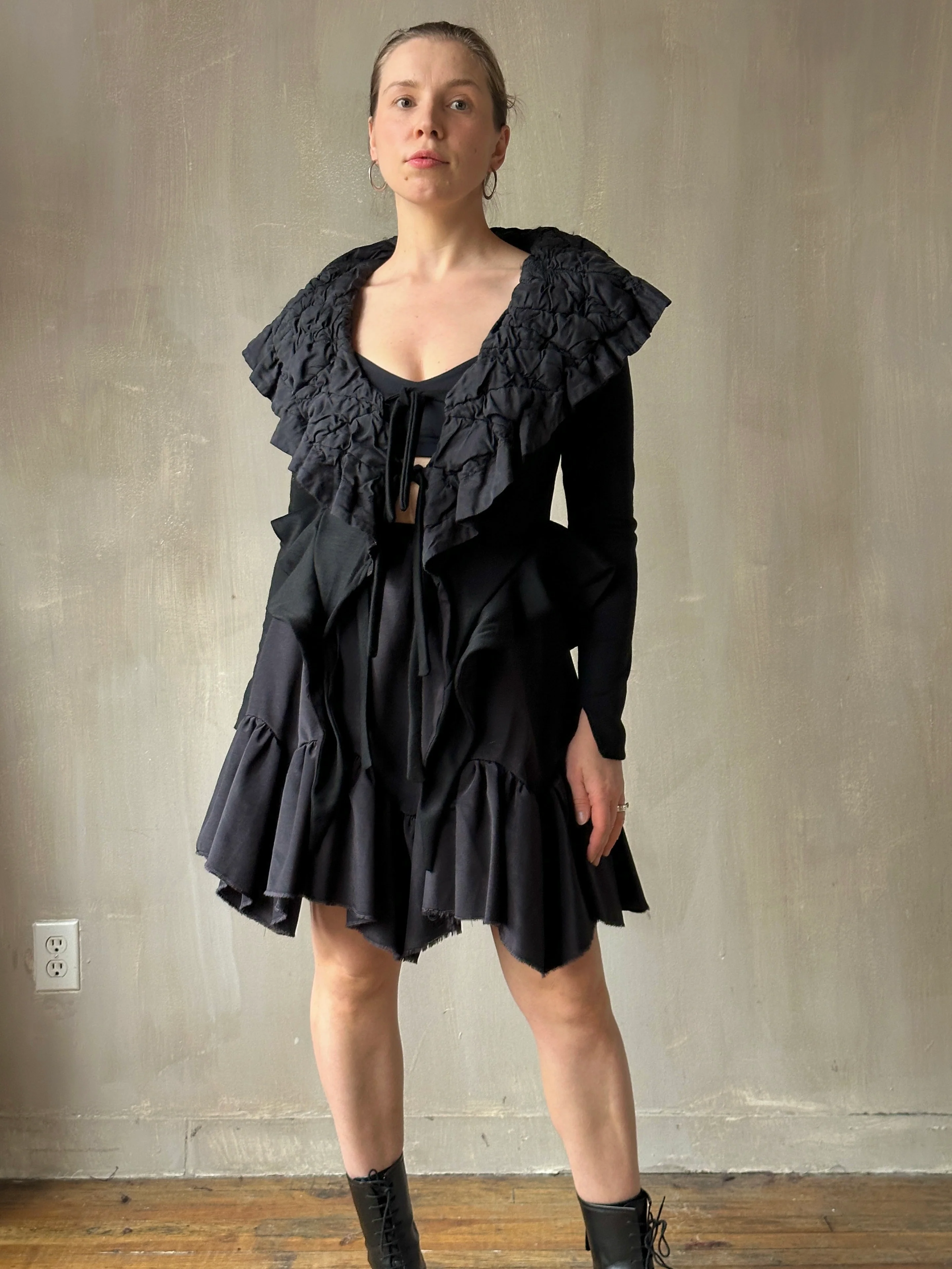 Petticoat Kilt in Black Twill Taffeta (In Stock) * - Image 4