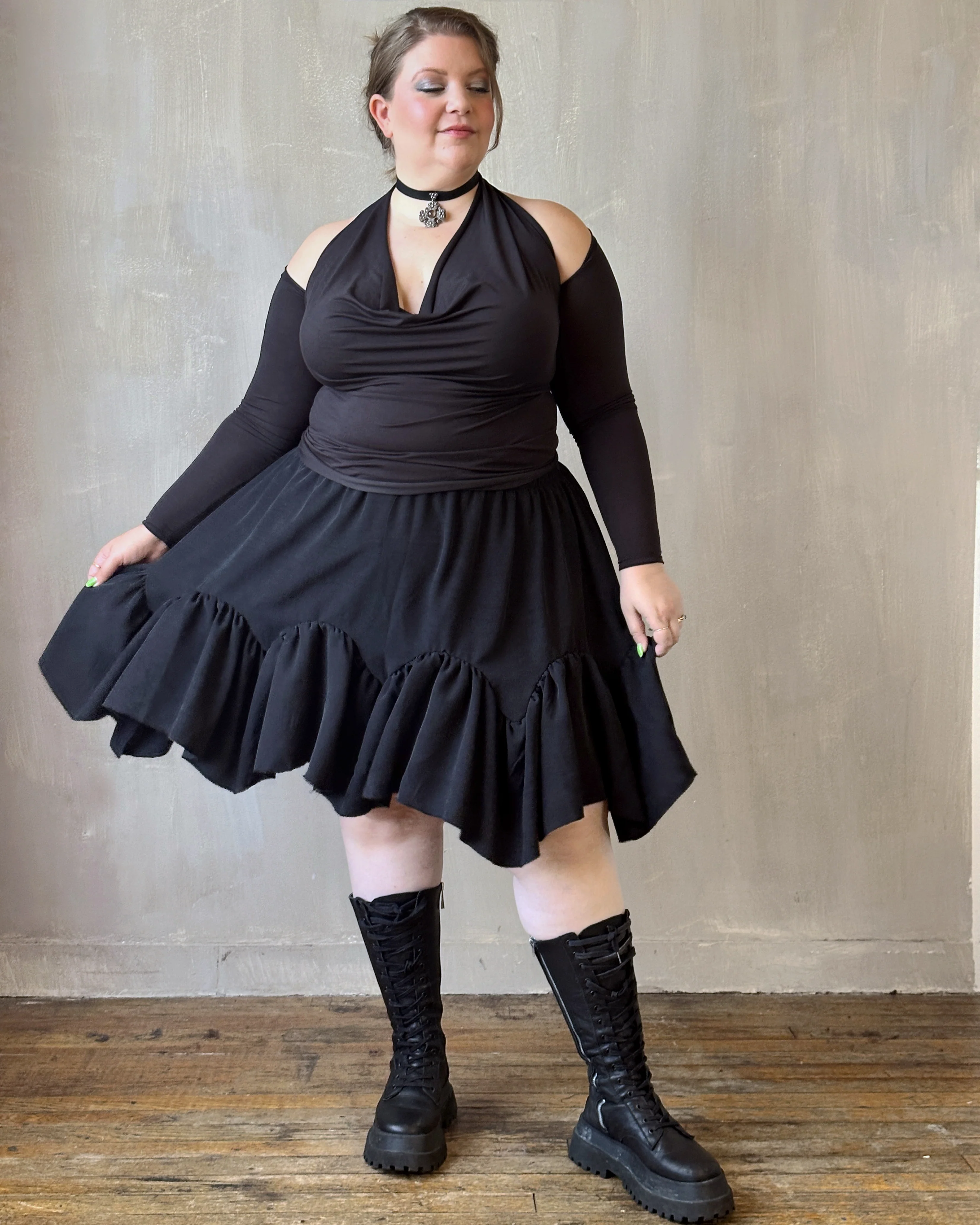 Petticoat Kilt in Black Twill Taffeta (In Stock) * - Image 8