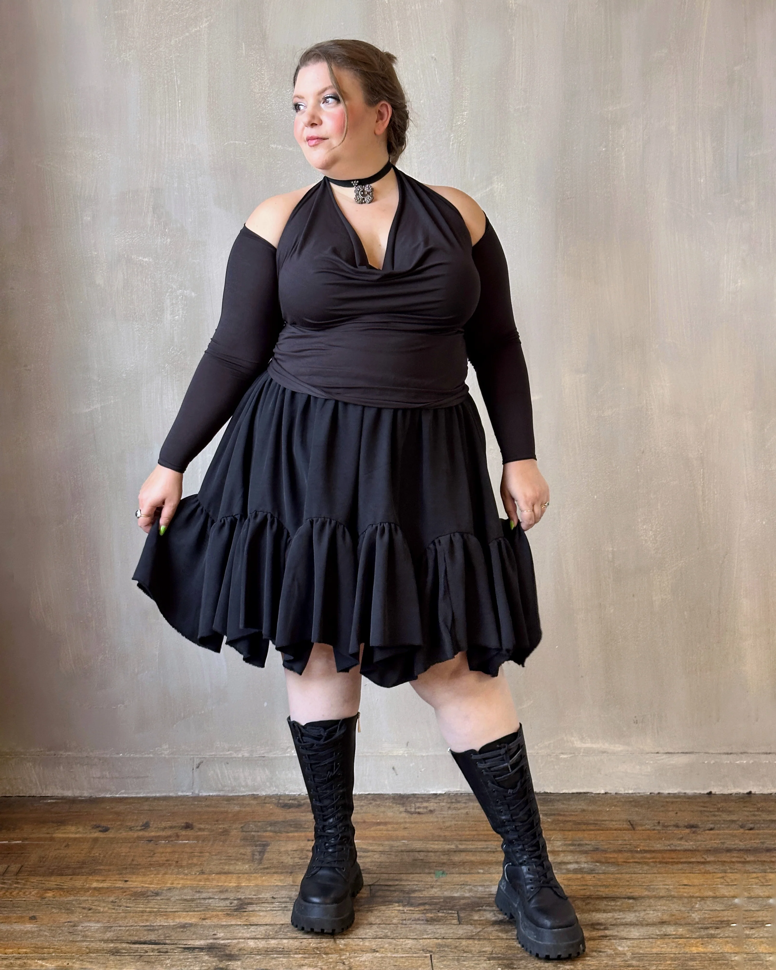 Petticoat Kilt in Black Twill Taffeta (In Stock) * - Image 9