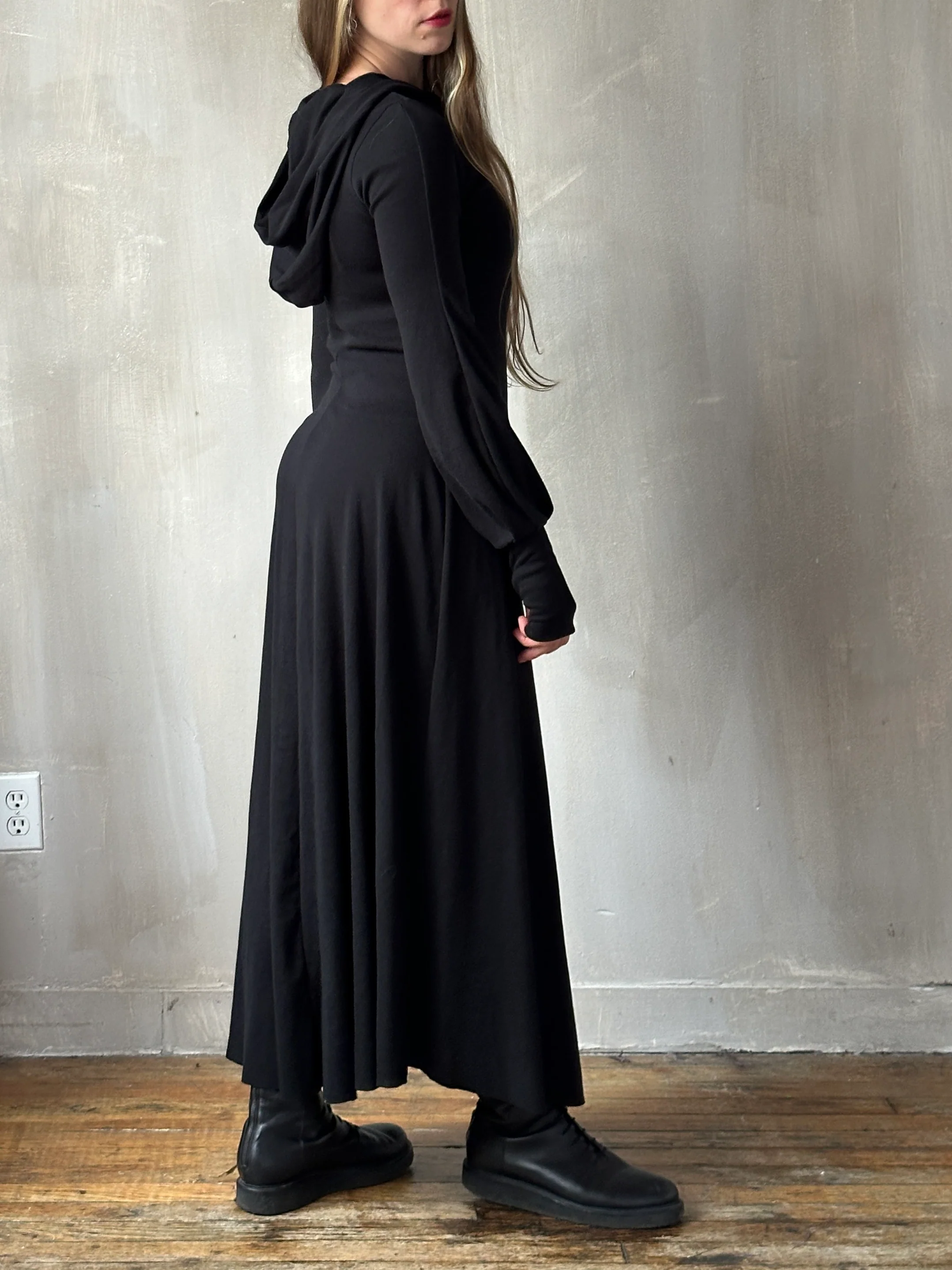 "Temple" Maxi Dress w/Hood in Black (In-Stock) - Image 6