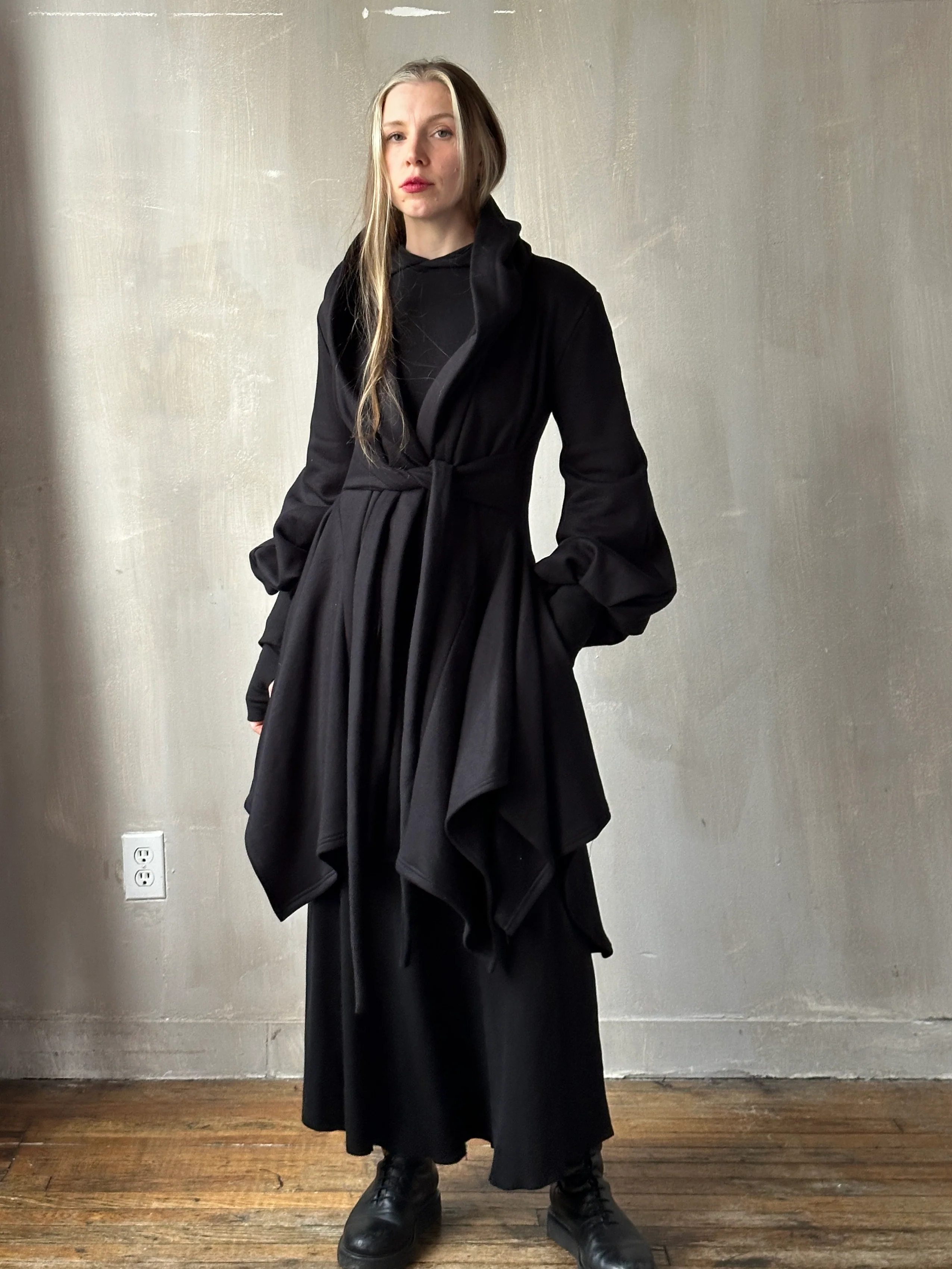 "Temple" Maxi Dress w/Hood in Black (In-Stock) - Image 9