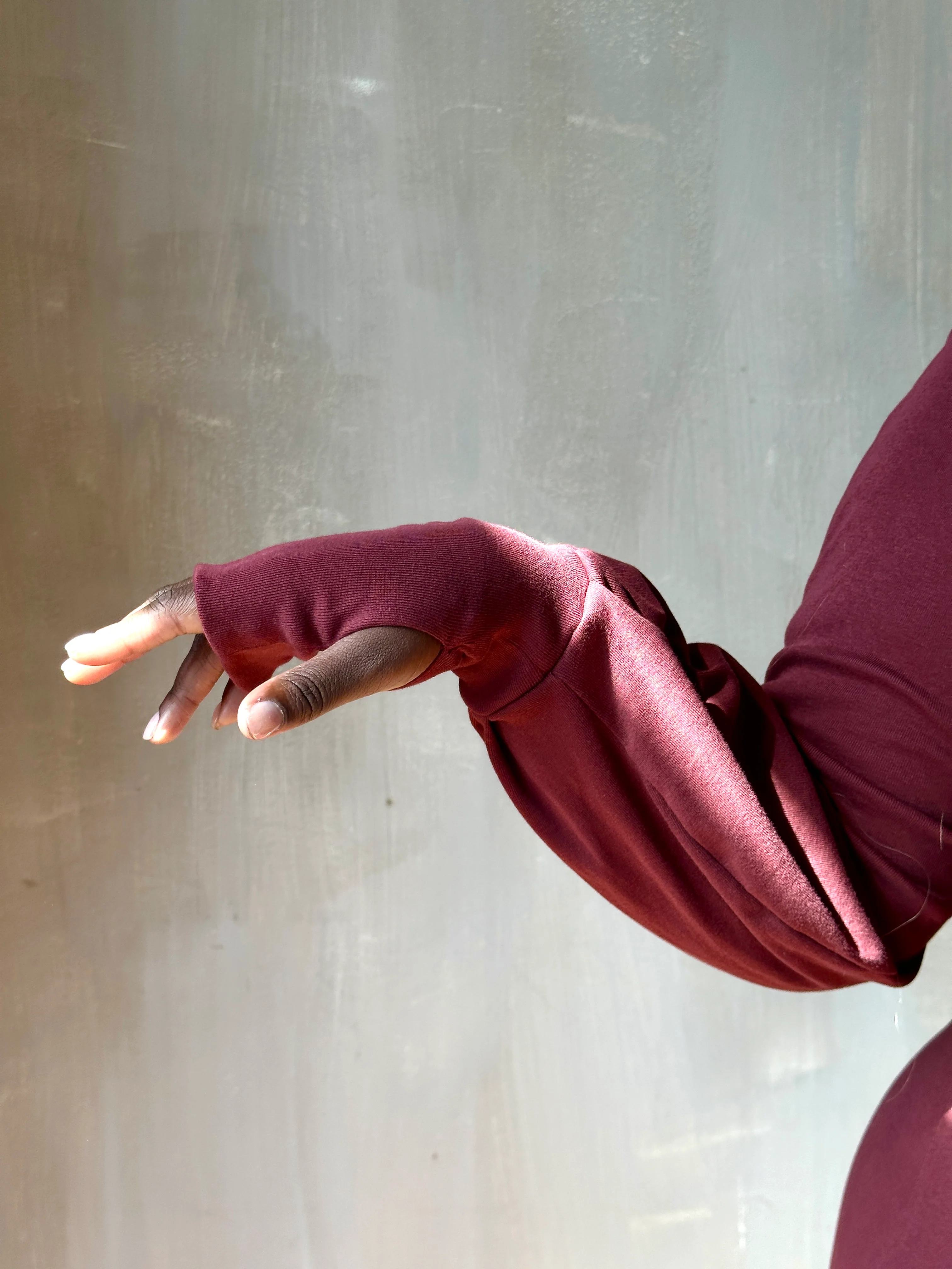 "Temple" Maxi Dress w/Hood in Plum Wine (In-Stock) - Image 3