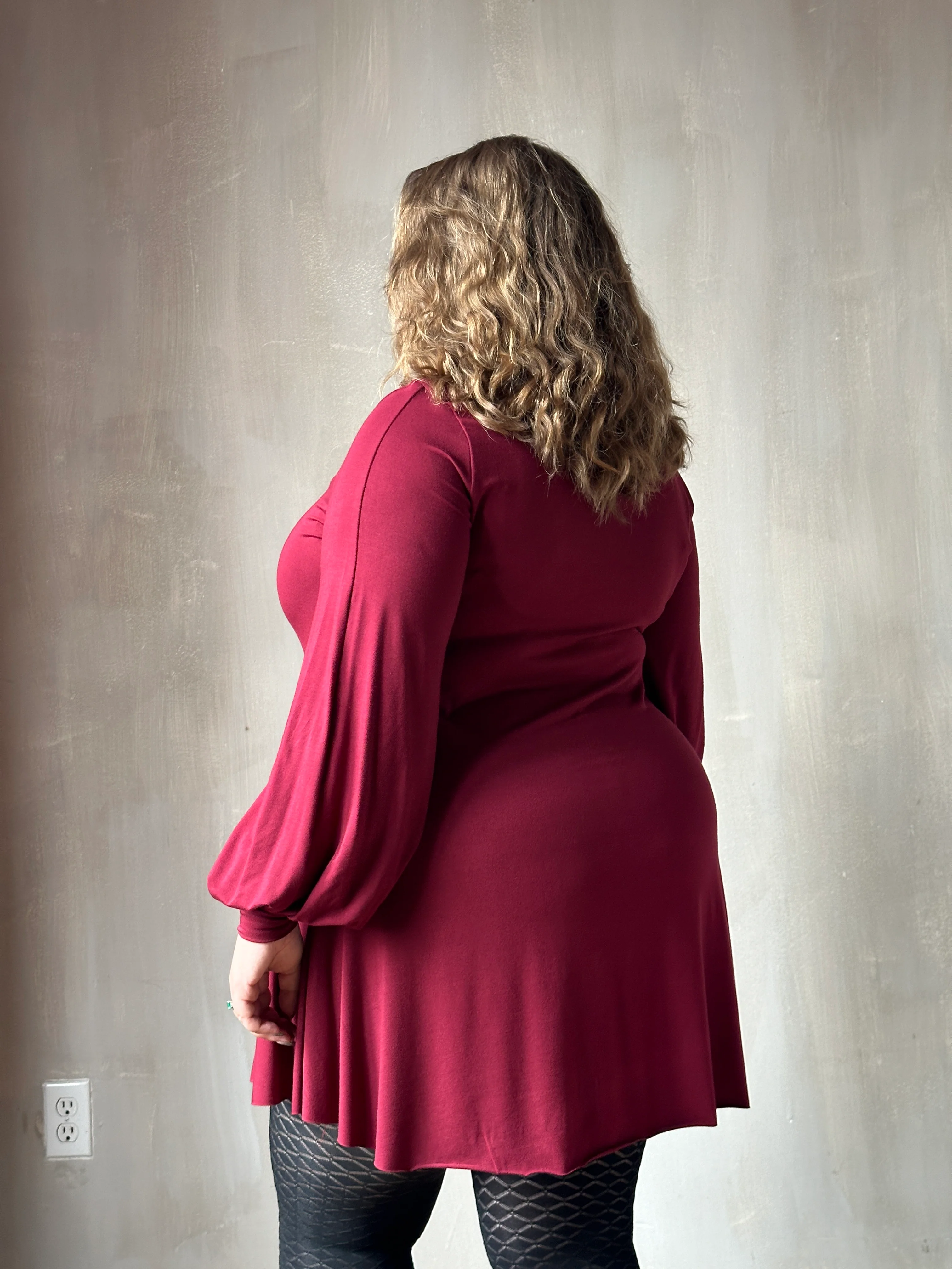 Bishop Sleeve Mini Dress in Blood Red - Image 13