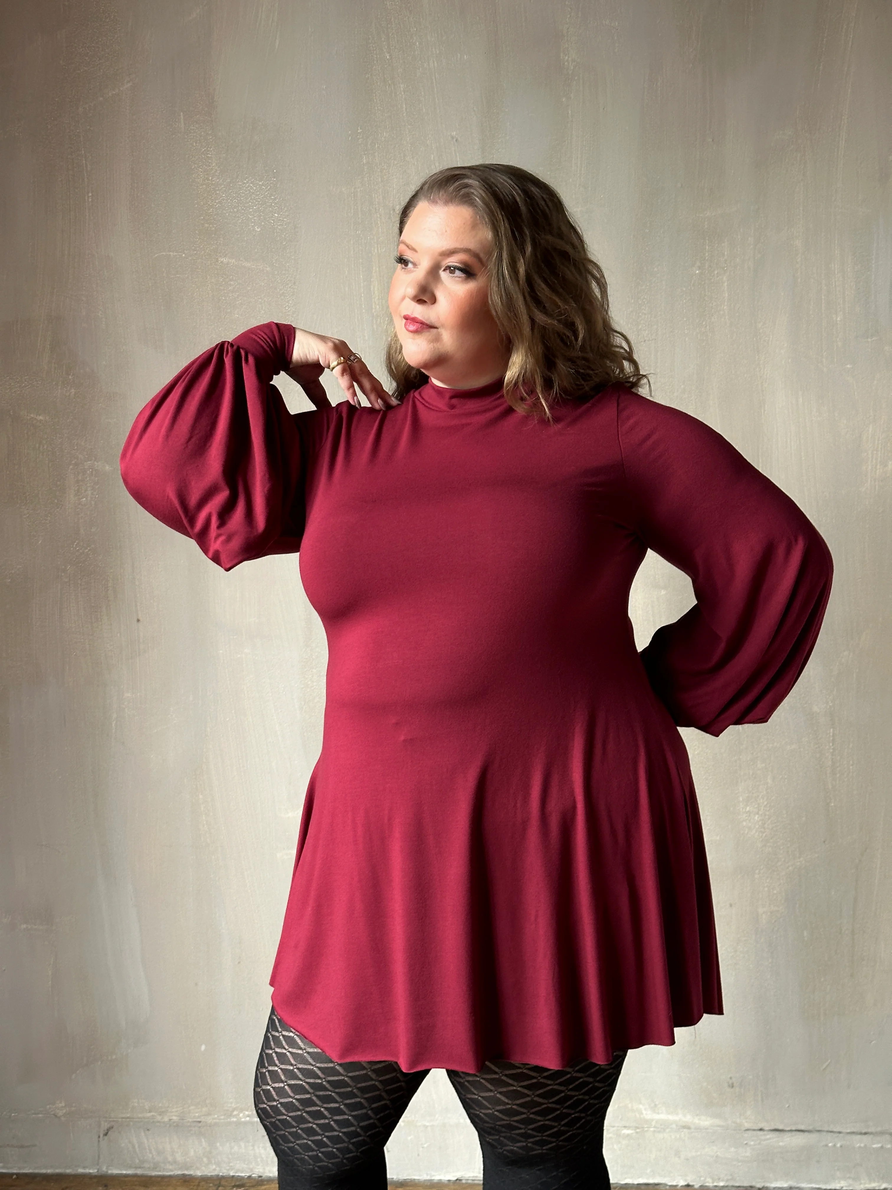 Bishop Sleeve Mini Dress in Blood Red - Image 14
