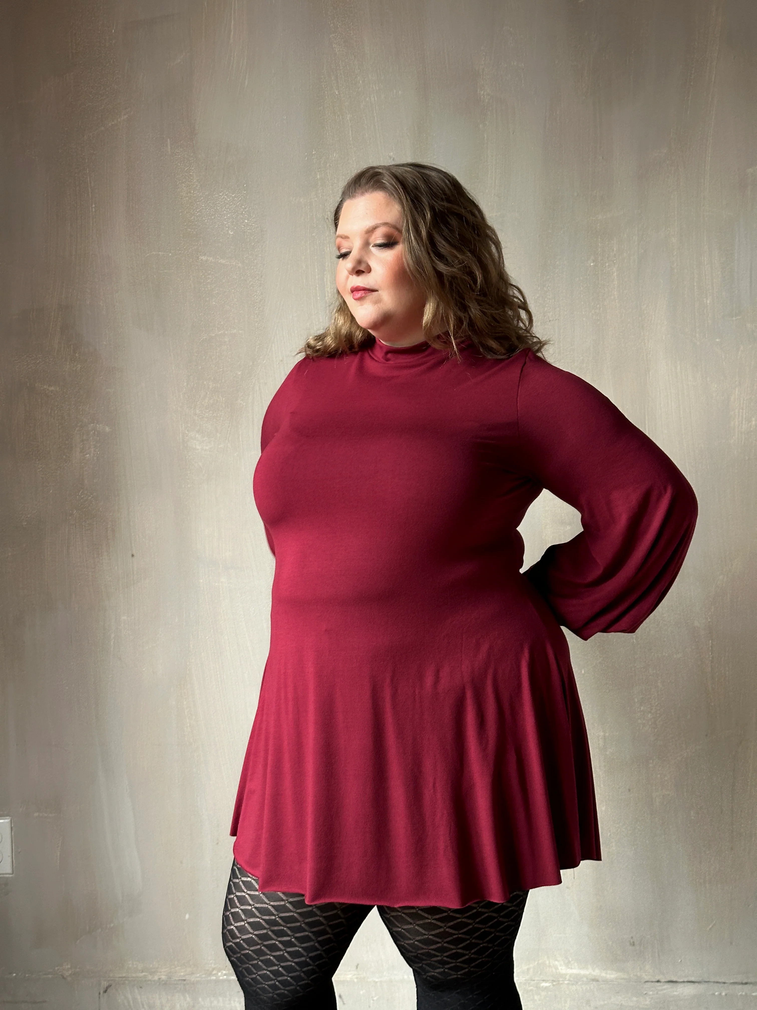 Bishop Sleeve Mini Dress in Blood Red - Image 15
