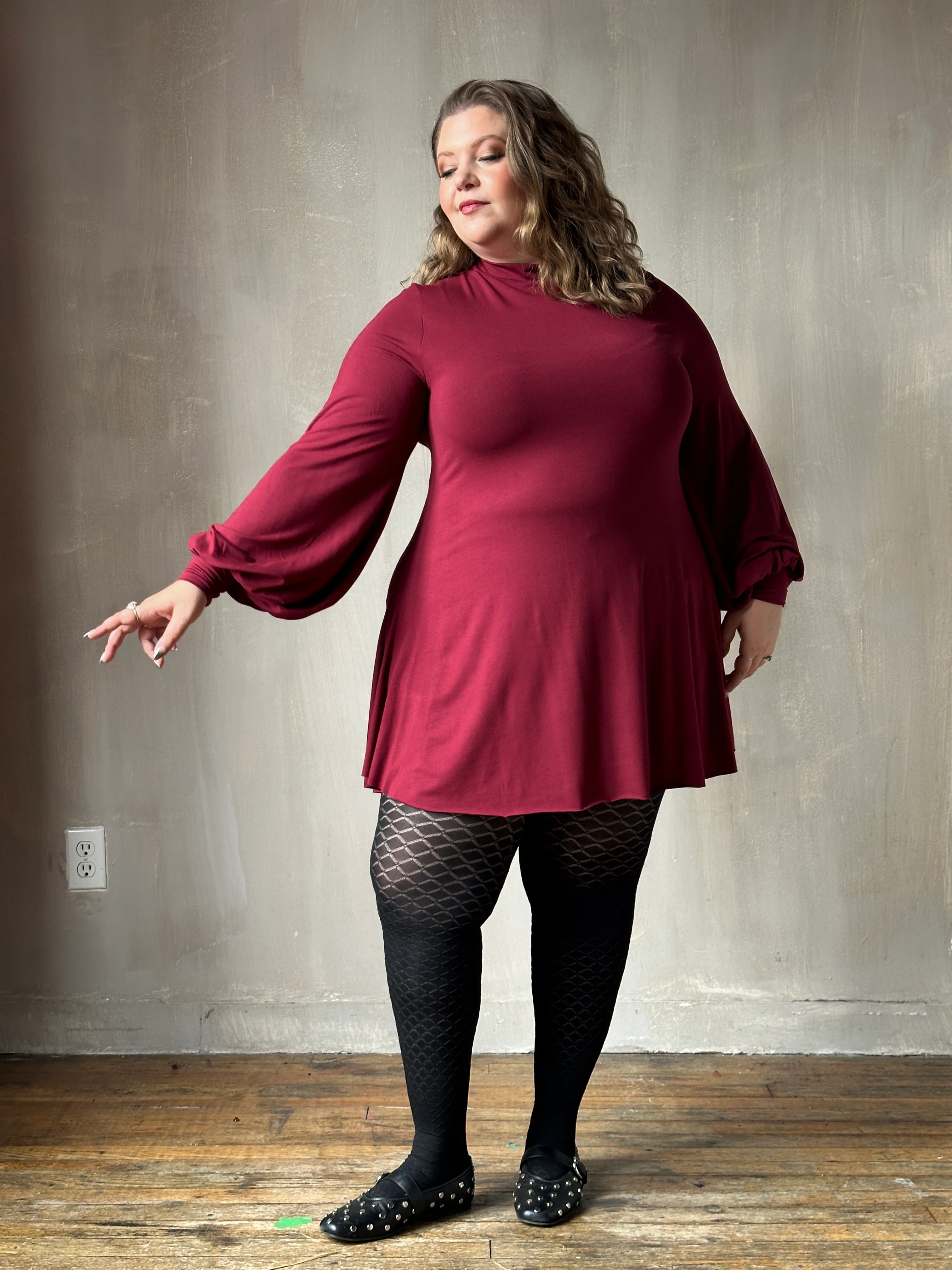 Bishop Sleeve Mini Dress in Blood Red - Image 16