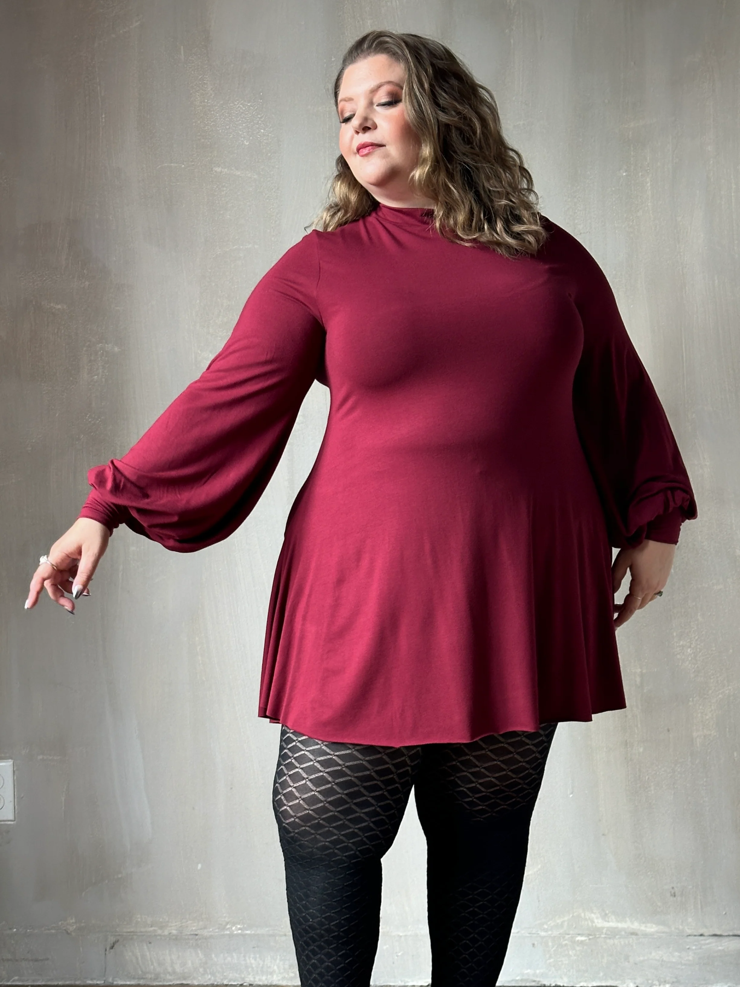 Bishop Sleeve Mini Dress in Blood Red - Image 17