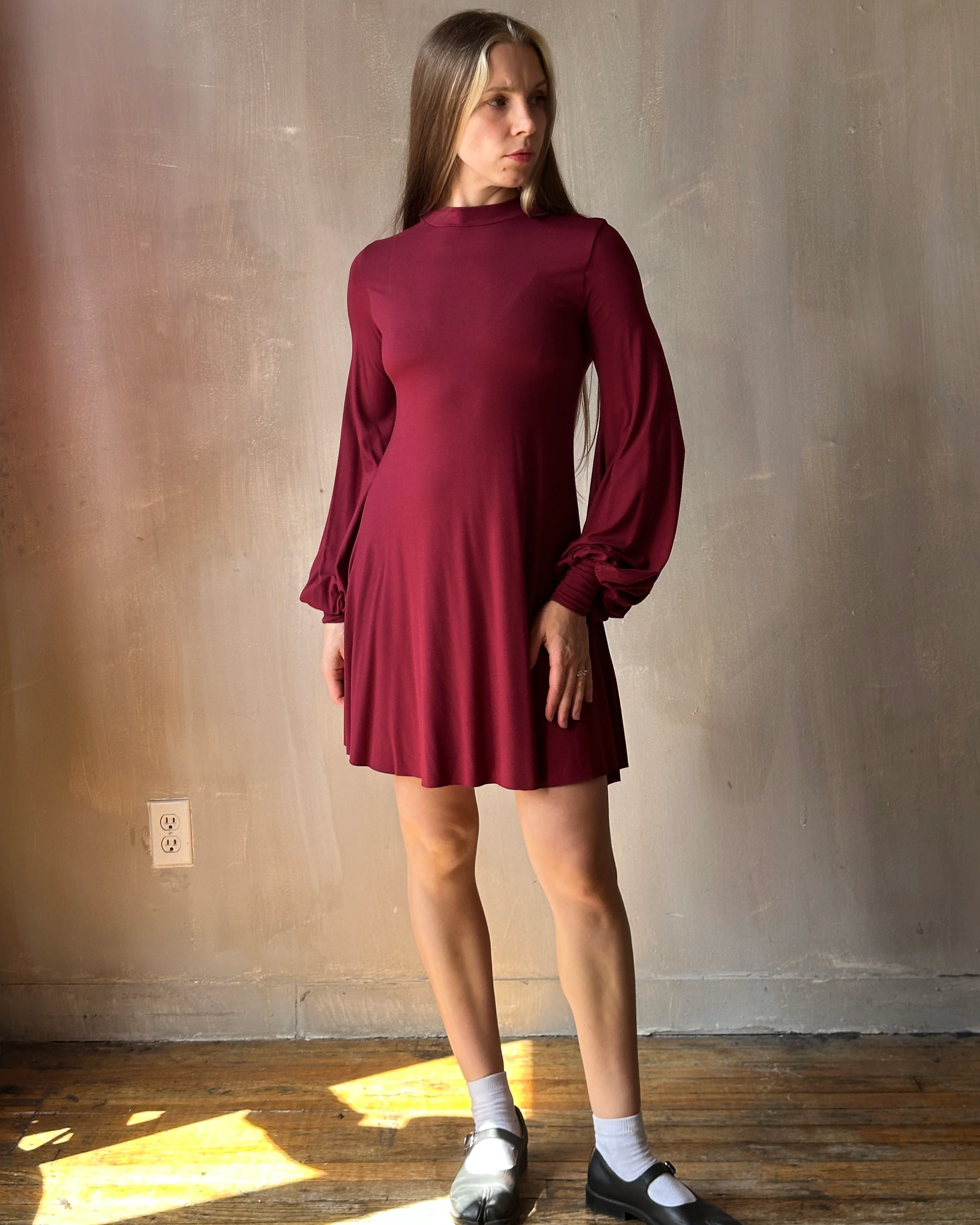 Bishop Sleeve Mini Dress in Blood Red - Image 19