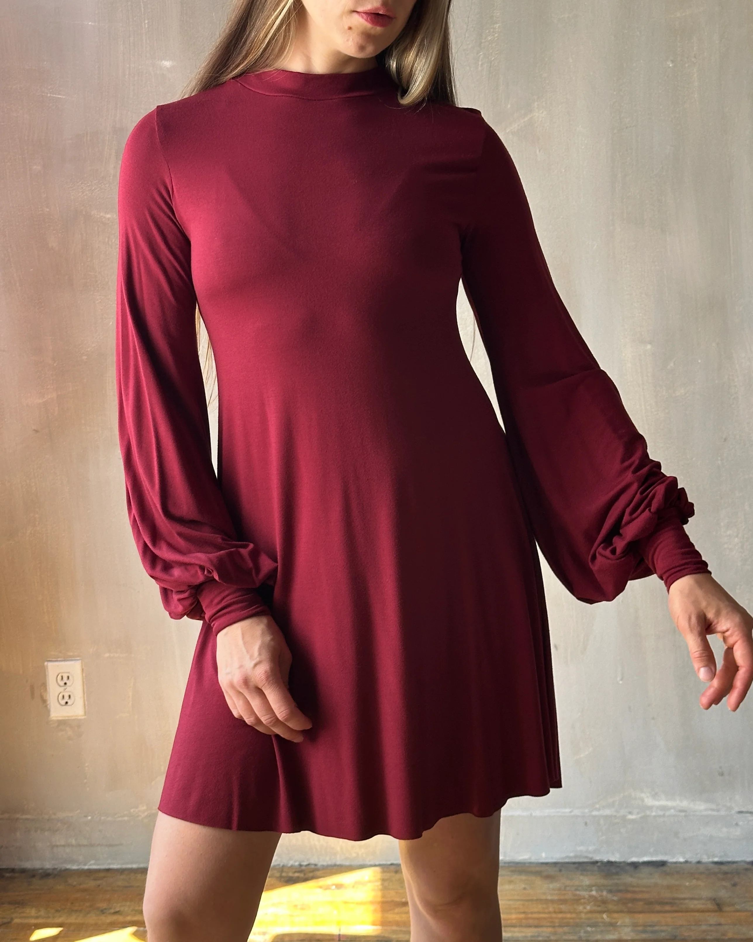 Bishop Sleeve Mini Dress in Blood Red - Image 20