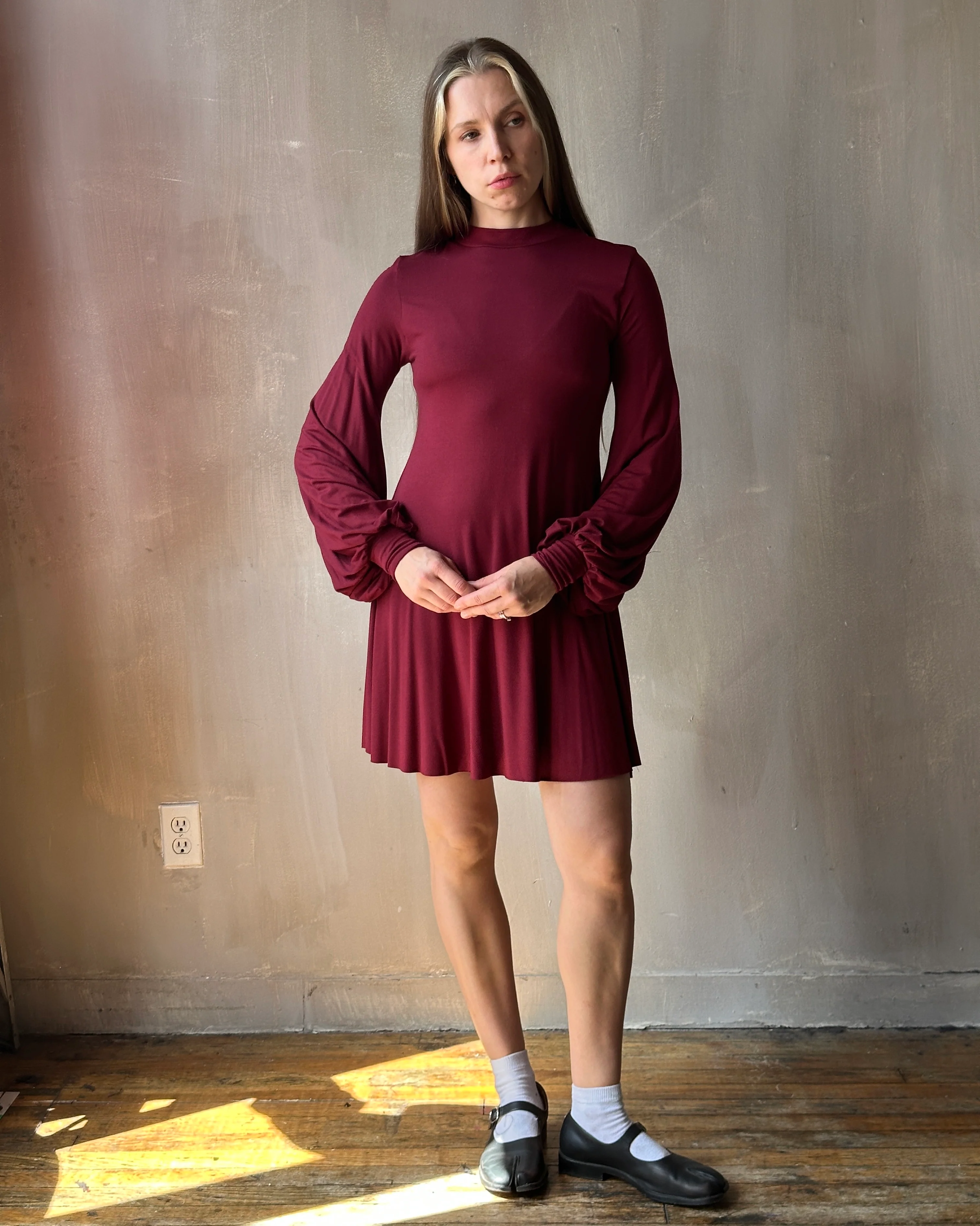 Bishop Sleeve Mini Dress in Blood Red - Image 21