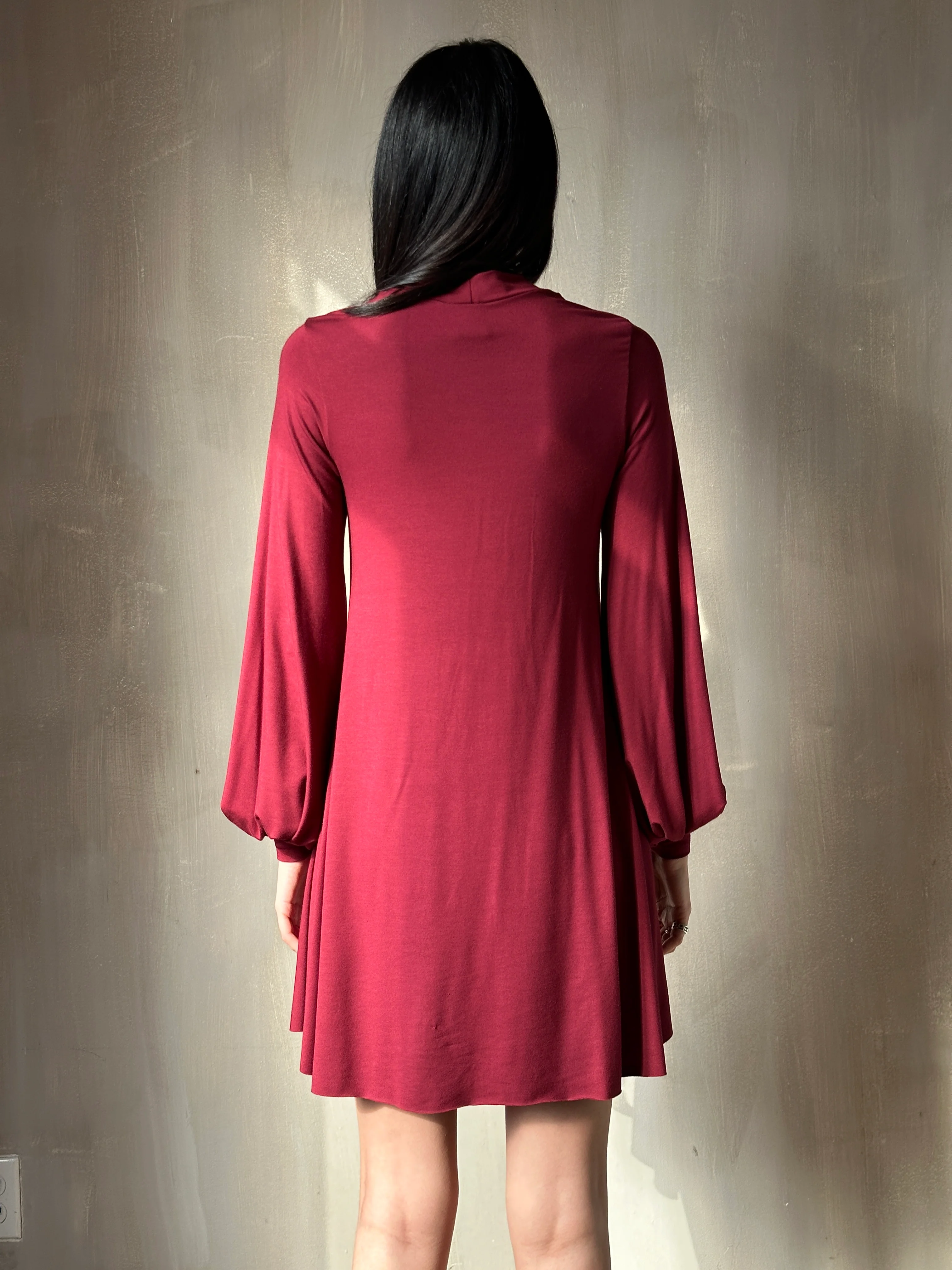 Bishop Sleeve Mini Dress in Blood Red - Image 6