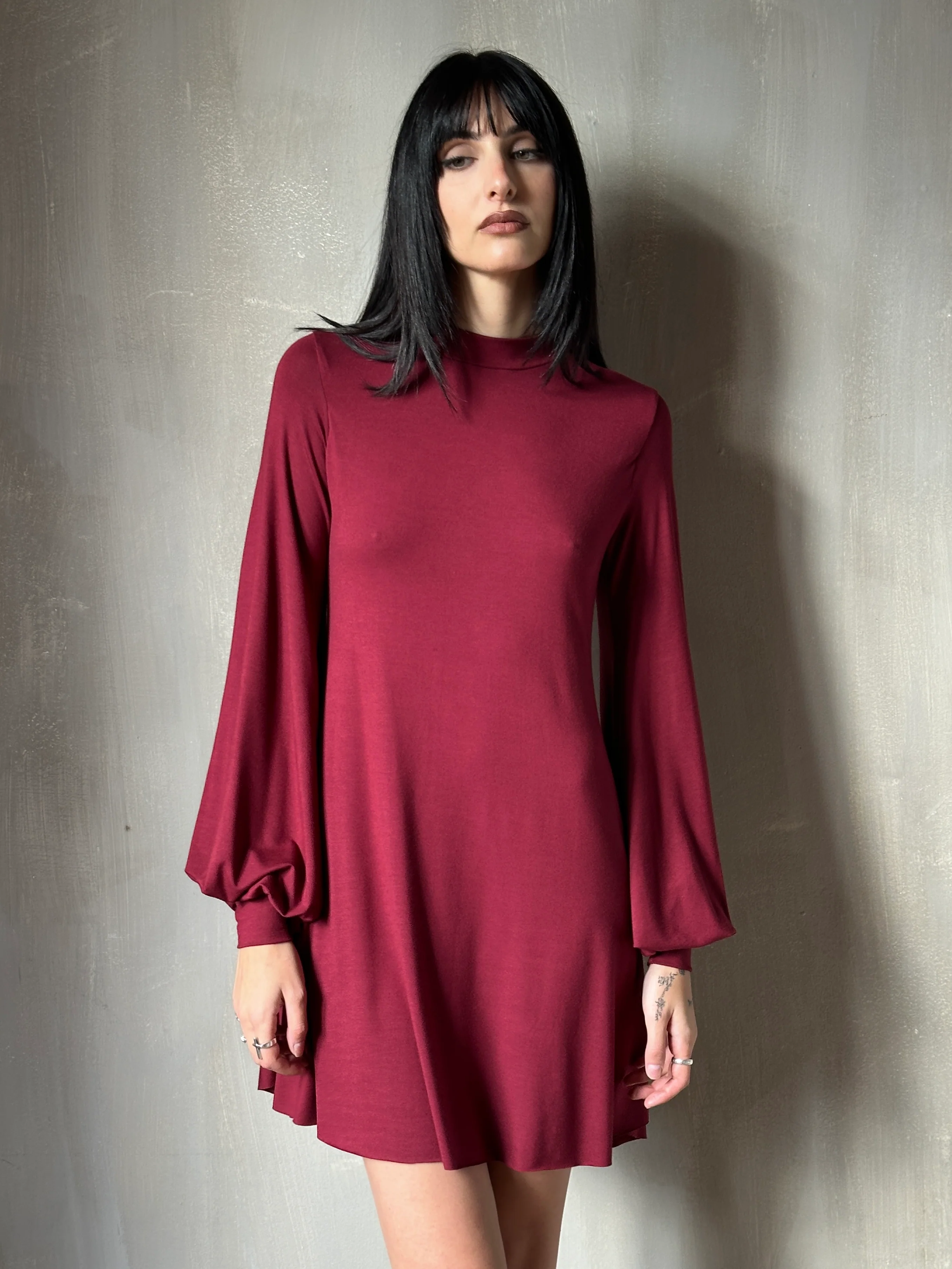 Bishop Sleeve Mini Dress in Blood Red - Image 7