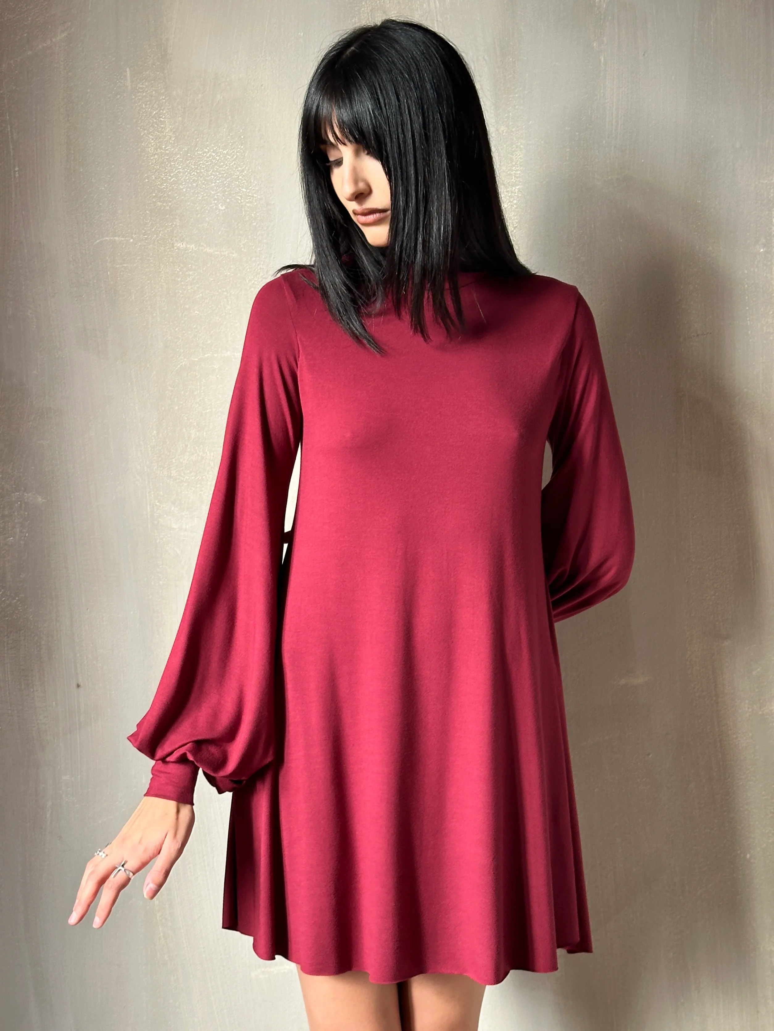Bishop Sleeve Mini Dress in Blood Red - Image 8