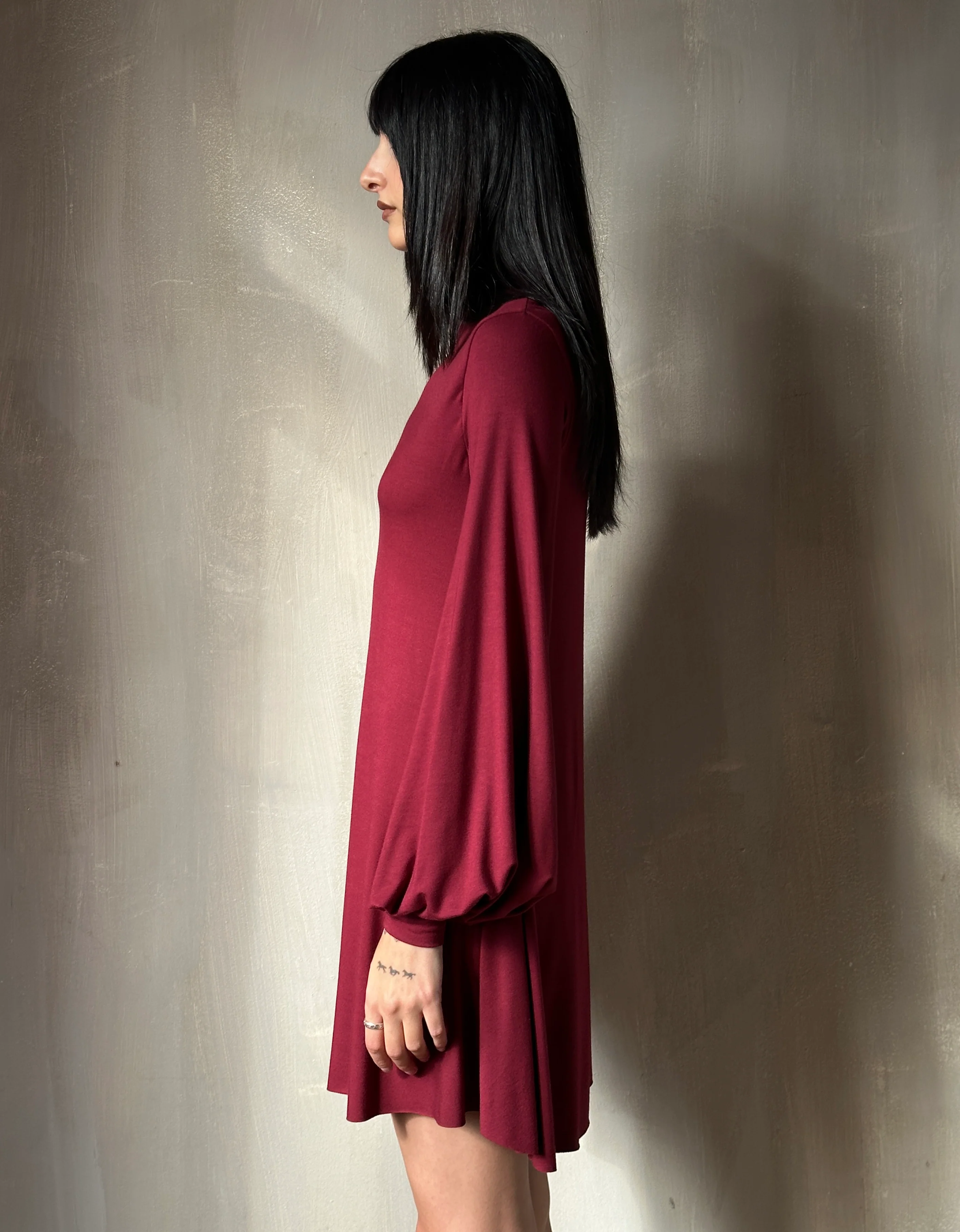 Bishop Sleeve Mini Dress in Blood Red - Image 9