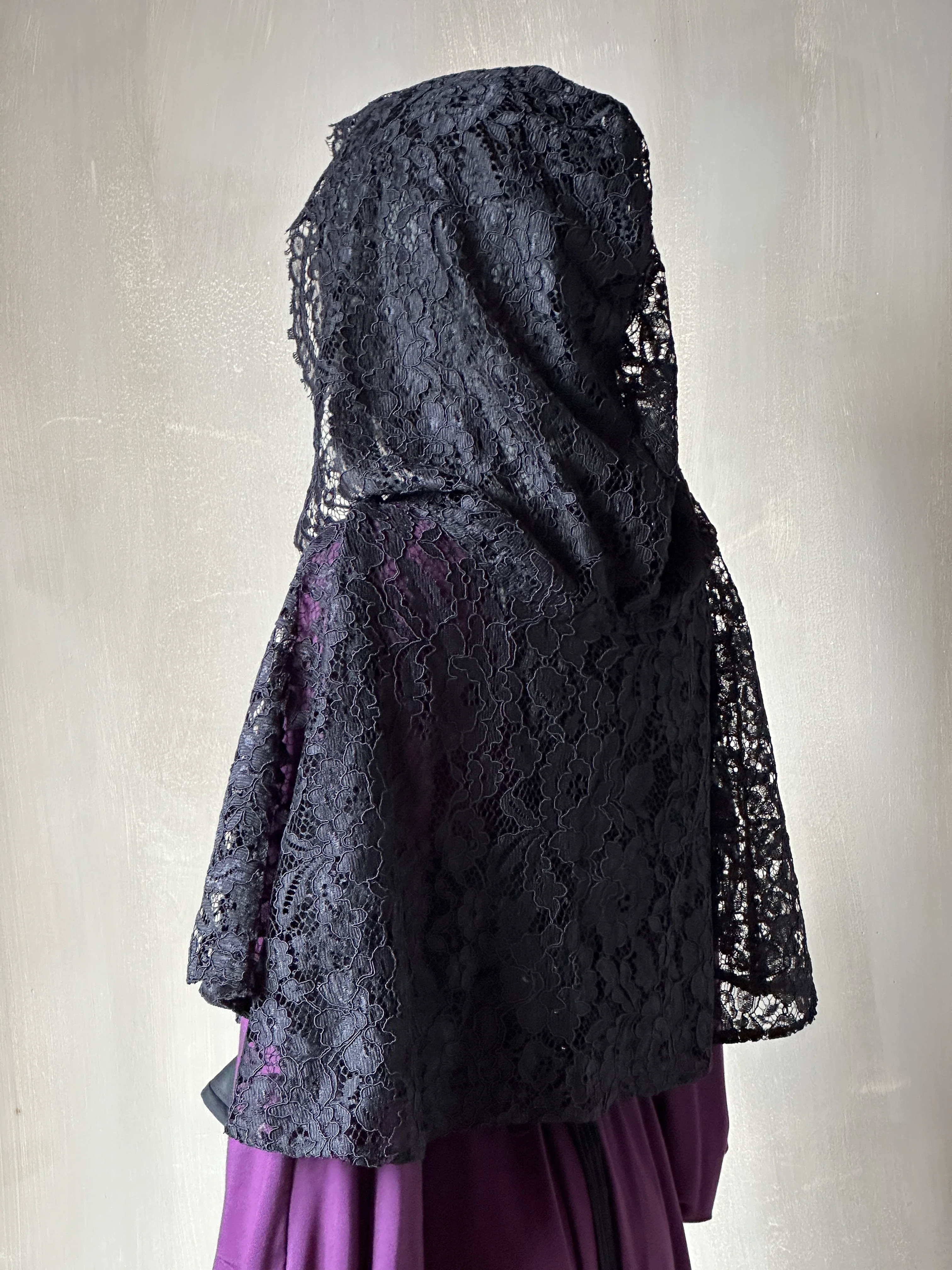 Hooded Capelet in Mourning Lace, Black (In Stock) - Image 10
