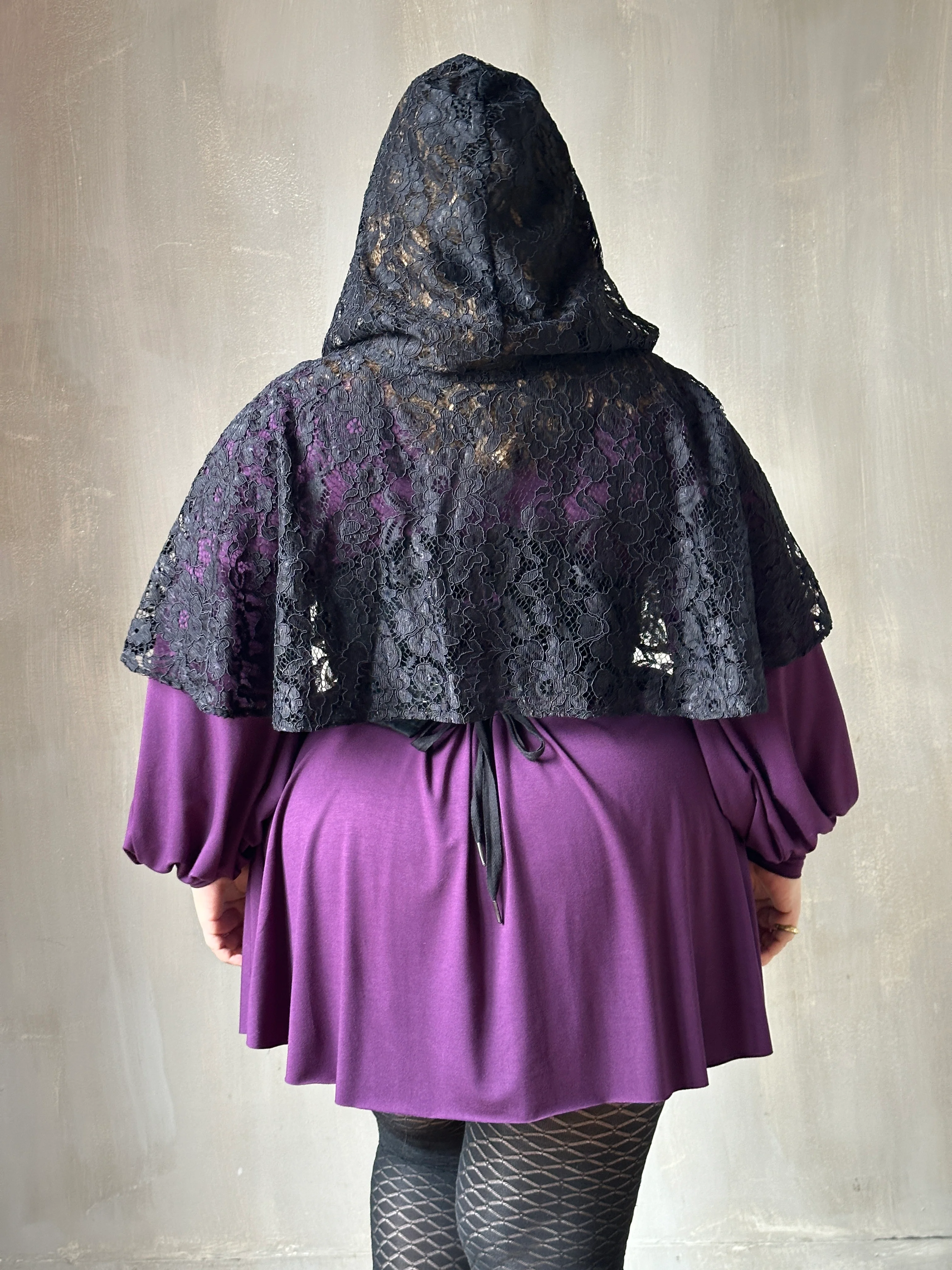 Hooded Capelet in Mourning Lace, Black (In Stock) - Image 13