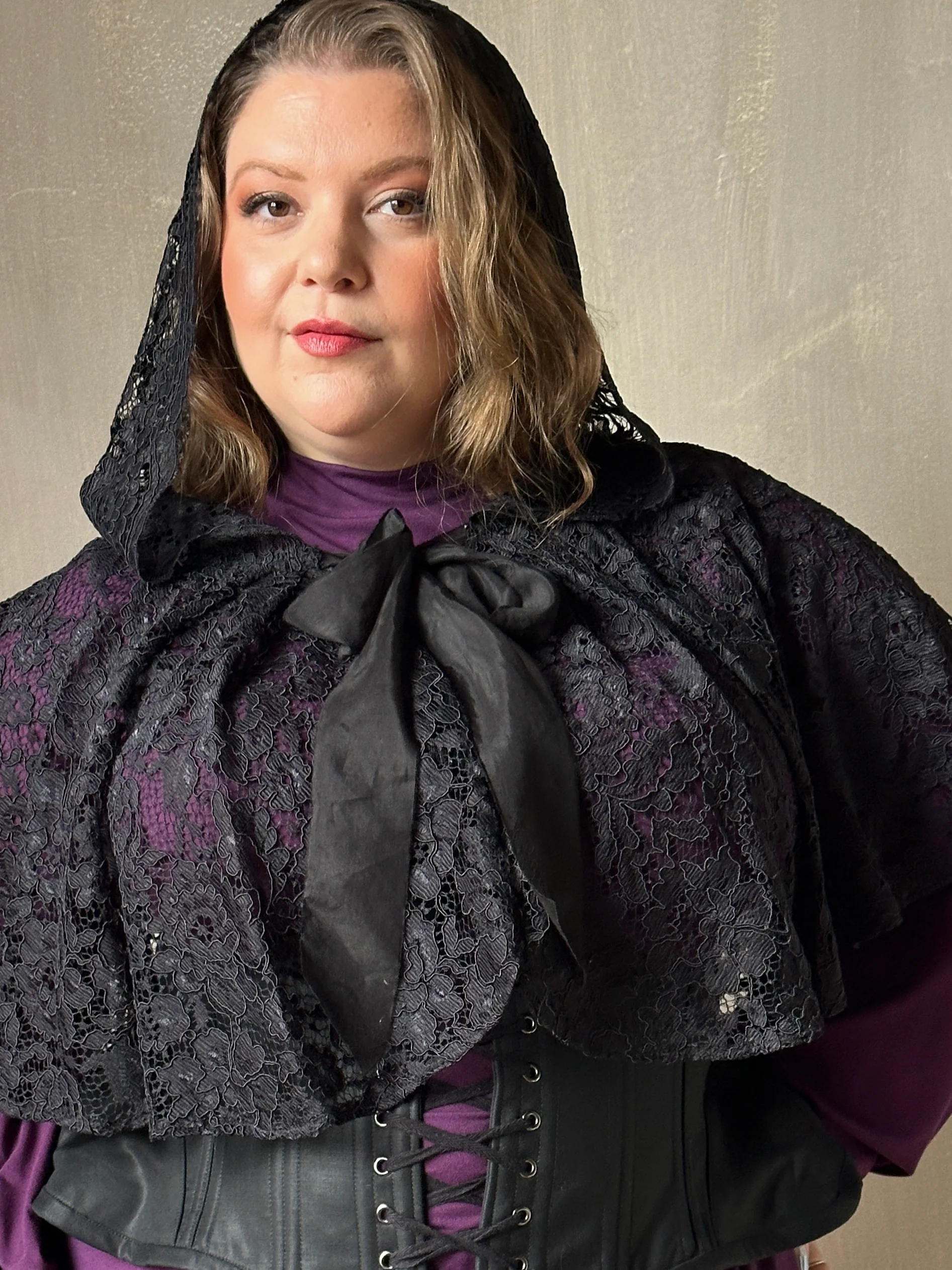 Hooded Capelet in Mourning Lace, Black (In Stock) - Image 7