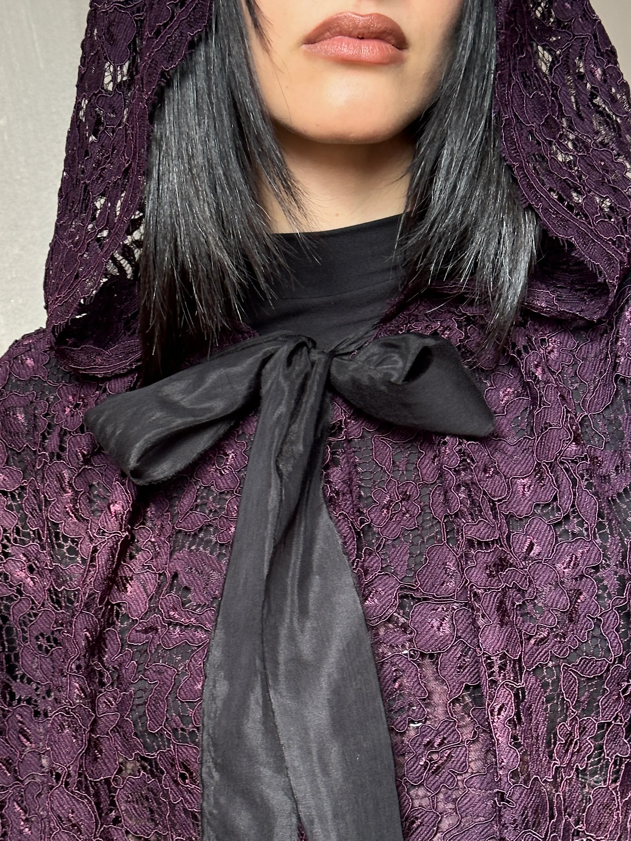 Holiday ‘24: Hooded Capelet in Mourning Lace, Black Purple - Image 8