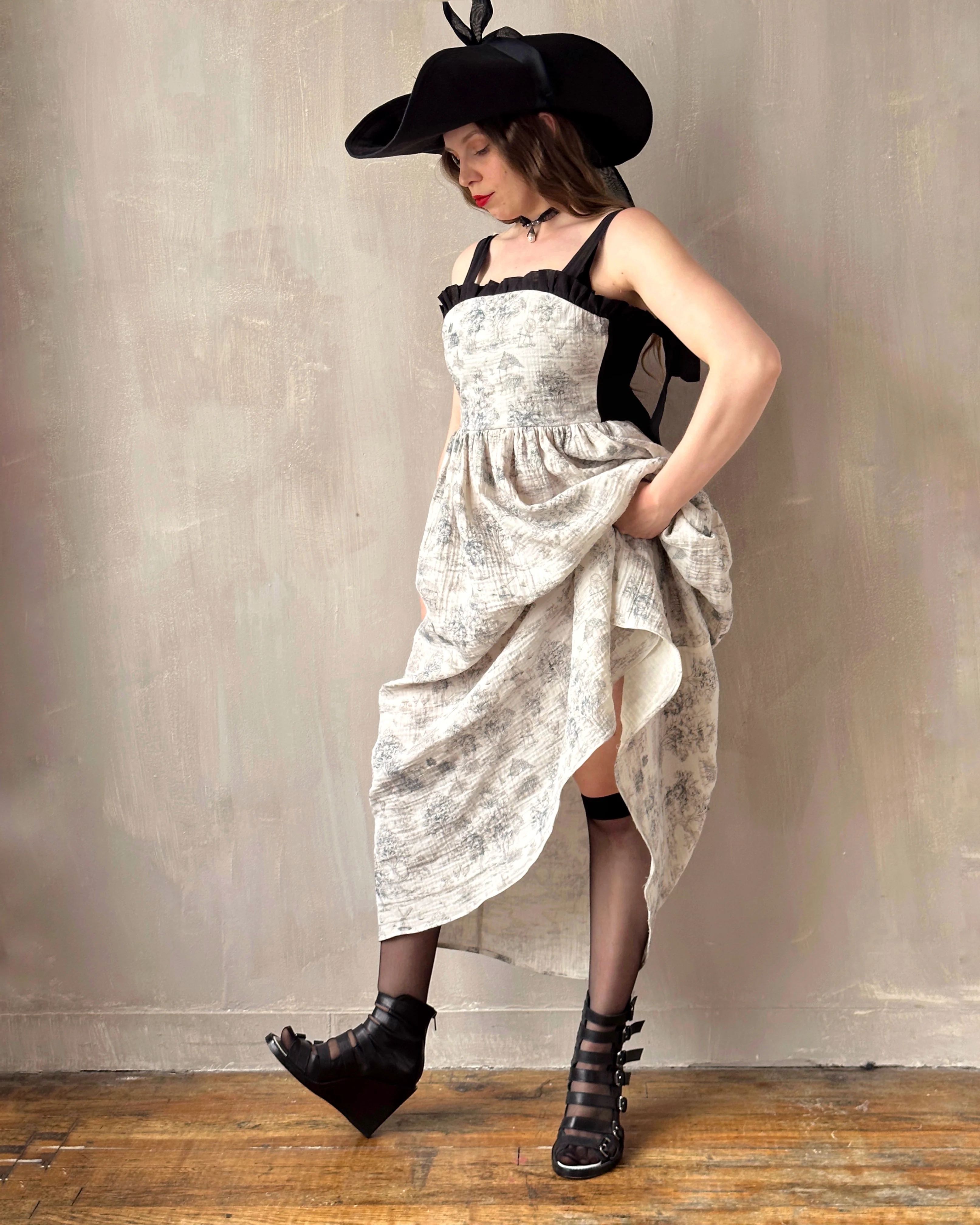 Black Linen Sun Hat with Silk Ties (Made-to-Order) - Image 11
