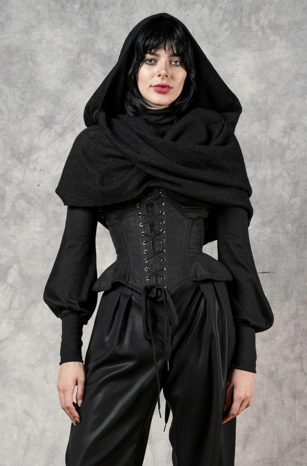 FW25: Mythic Cowl in Black Boiled Wool - Image 2