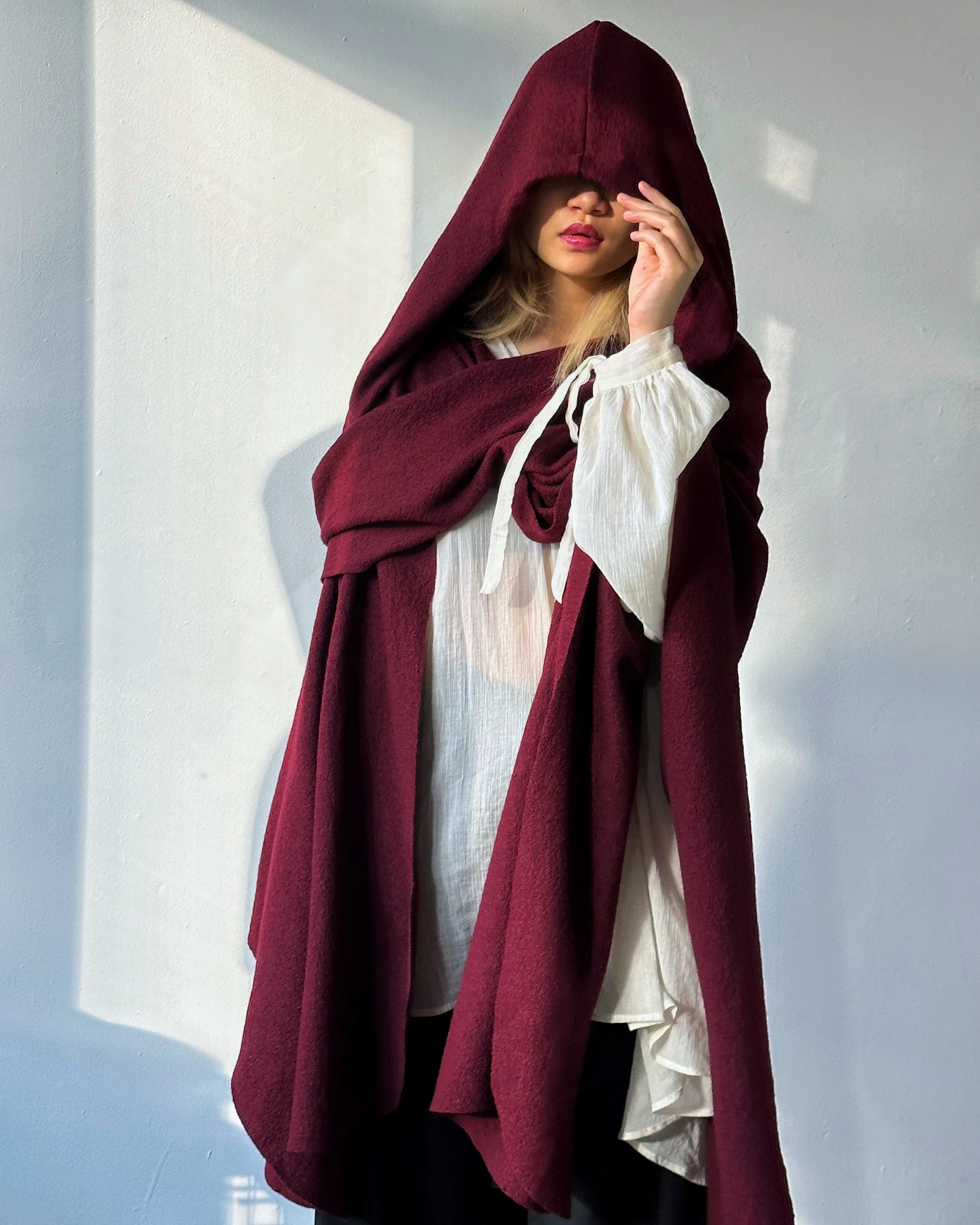 Mythic Cape in Oxblood Wool - Image 13