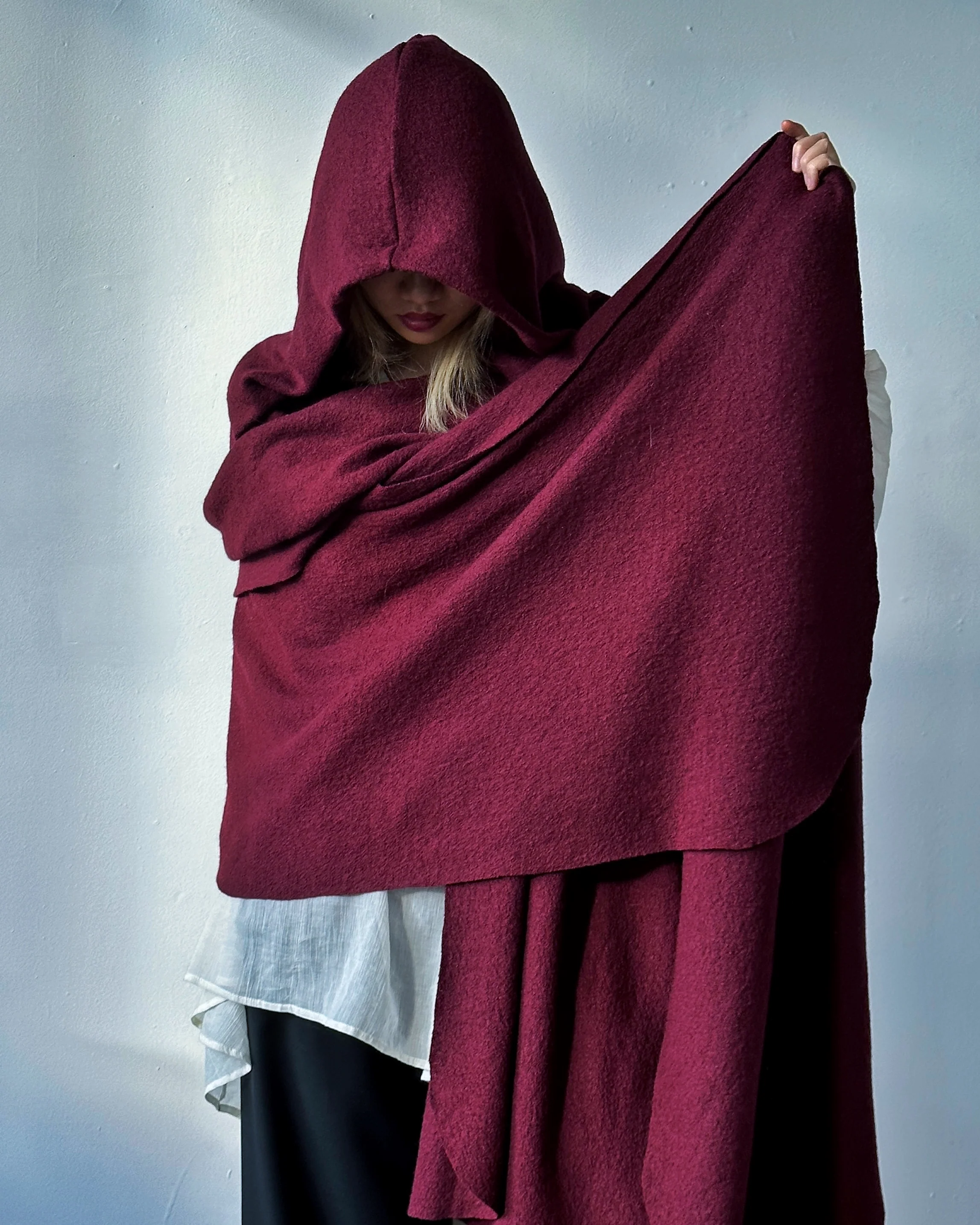 Mythic Cape in Oxblood Wool - Image 15