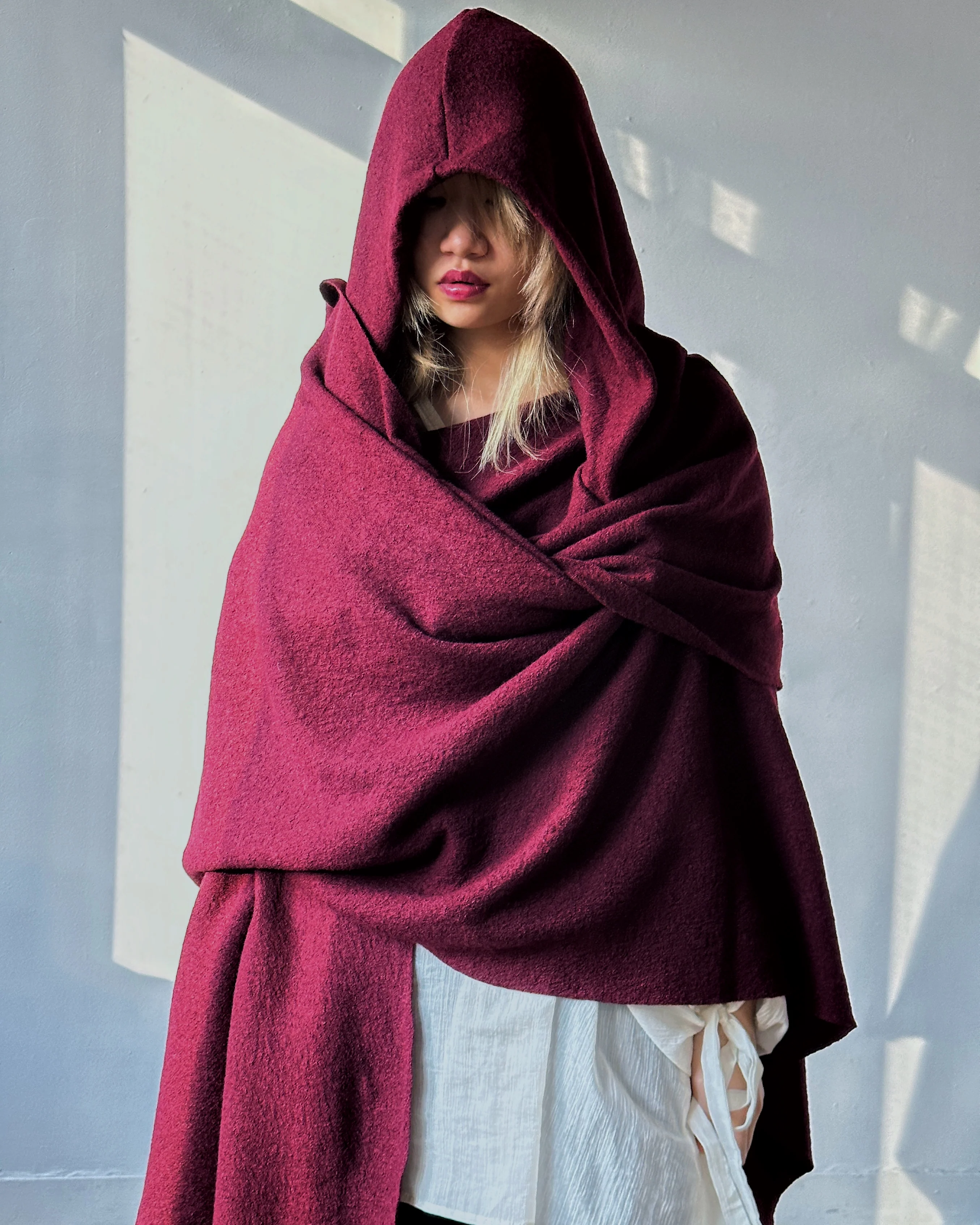 Mythic Cape in Oxblood Wool - Image 17