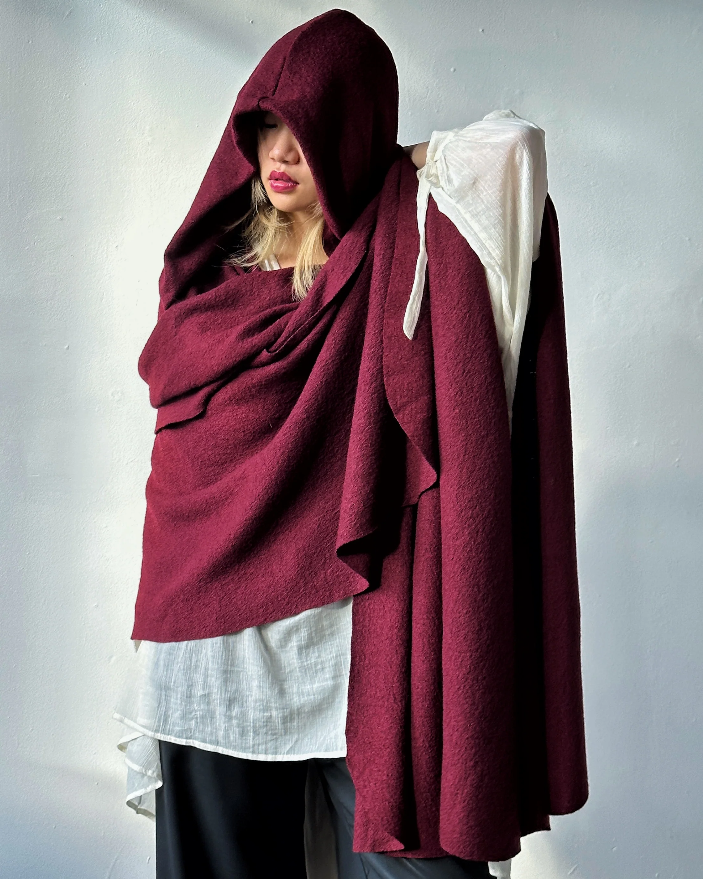 Mythic Cape in Oxblood Wool - Image 18