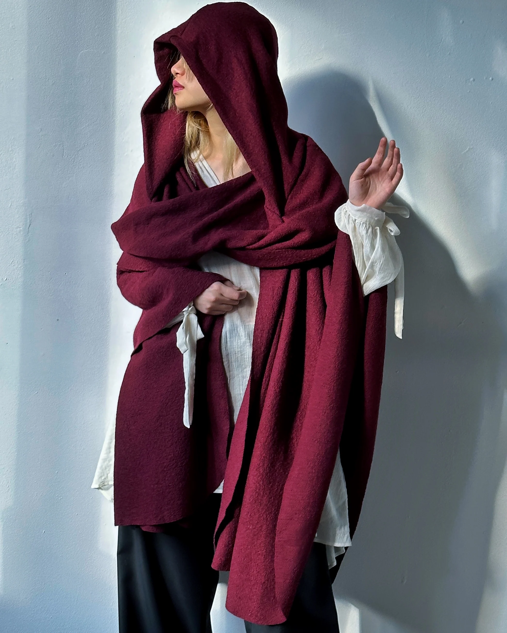 Mythic Cape in Oxblood Wool - Image 19