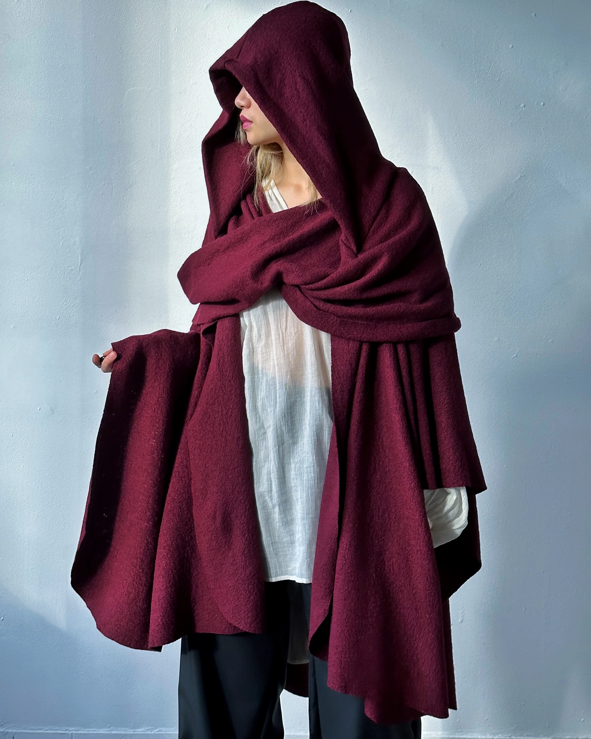 Mythic Cape in Oxblood Wool - Image 20
